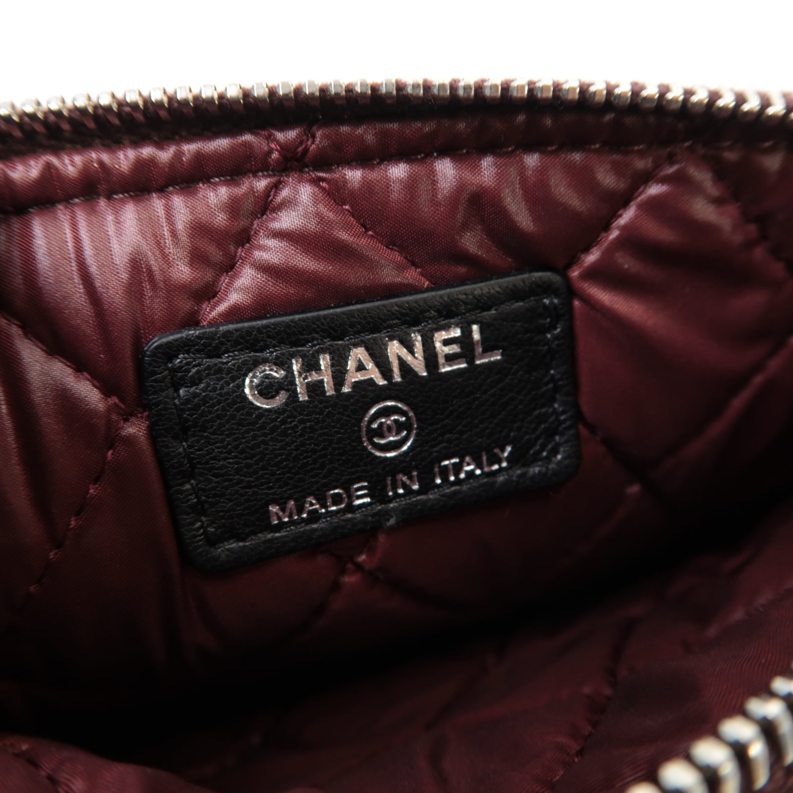 CHANEL 菱格羊皮皮革Clutch Bag銀扣手拿包黒色