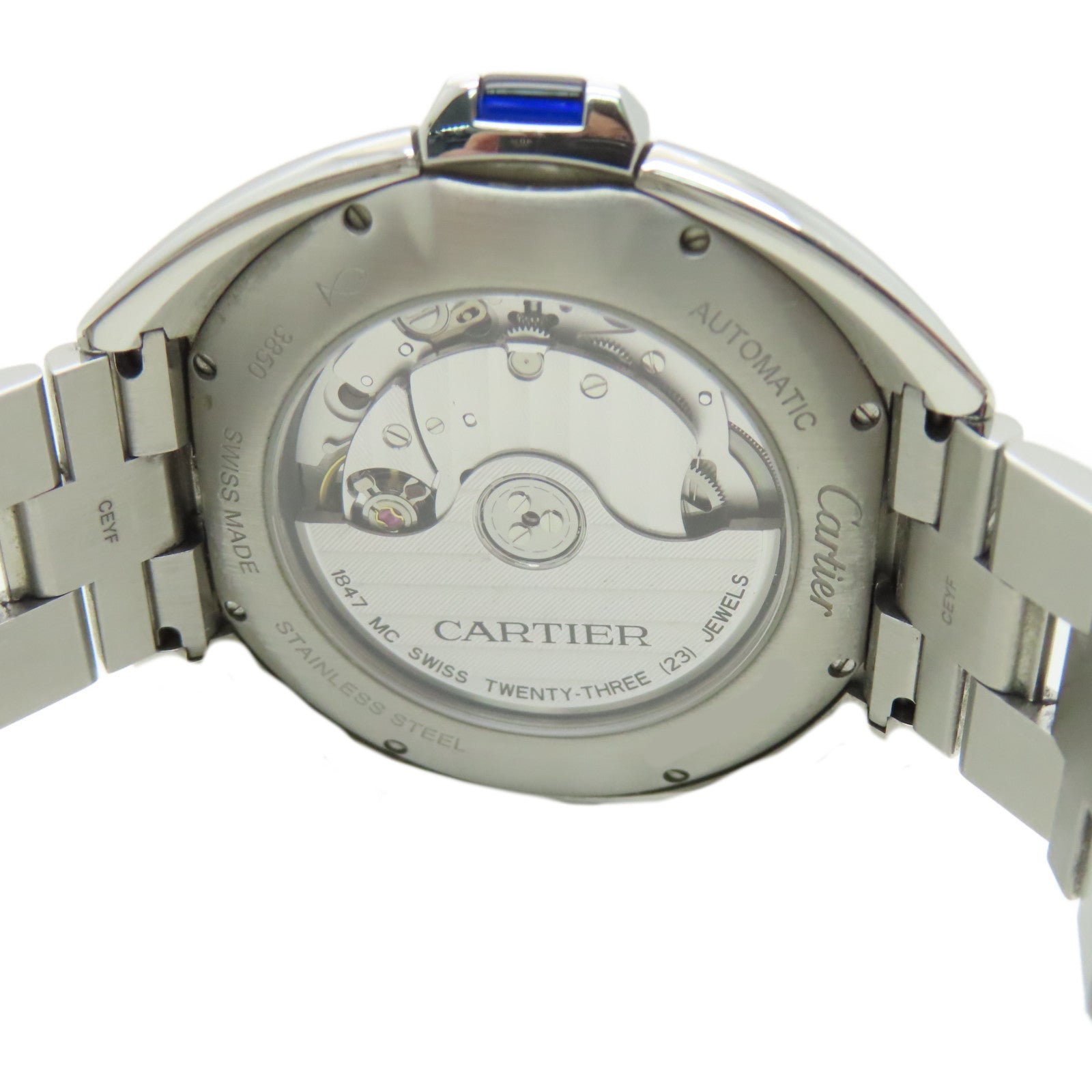CARTIER Cle De Cartier不鏽鋼自動機芯手錶白色