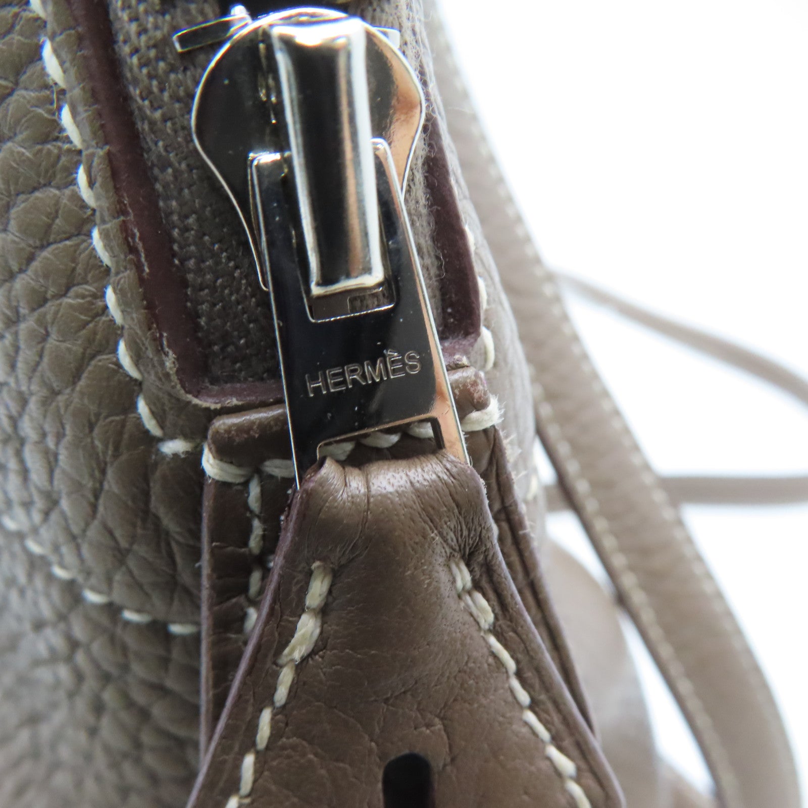 HERMES Clemence皮革Bolide 31銀扣手挽肩背兩用袋Etoupe/啡色