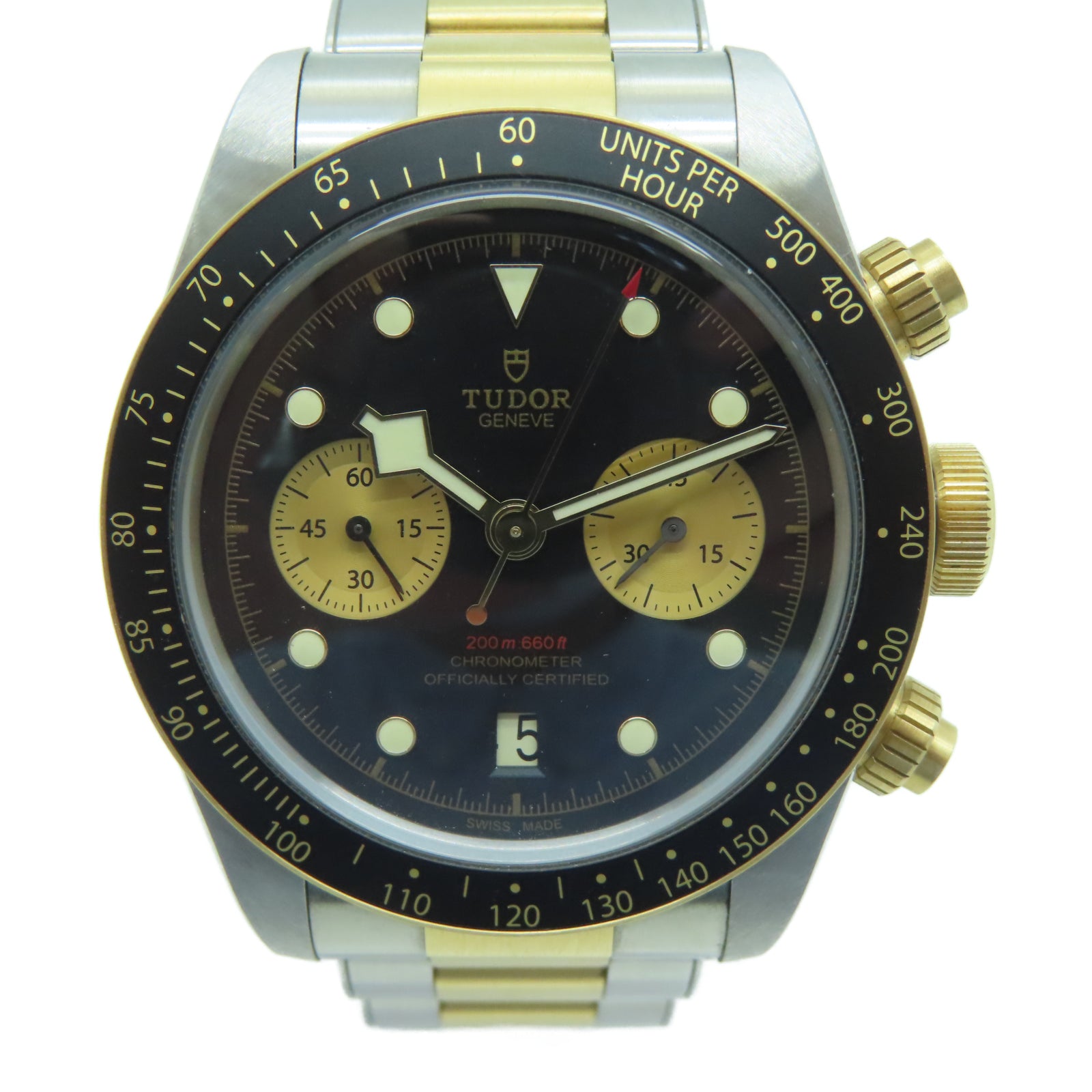 TUDOR Black By Chrono S&G 18K黃金/不鏽鋼手錶自動機芯黑色