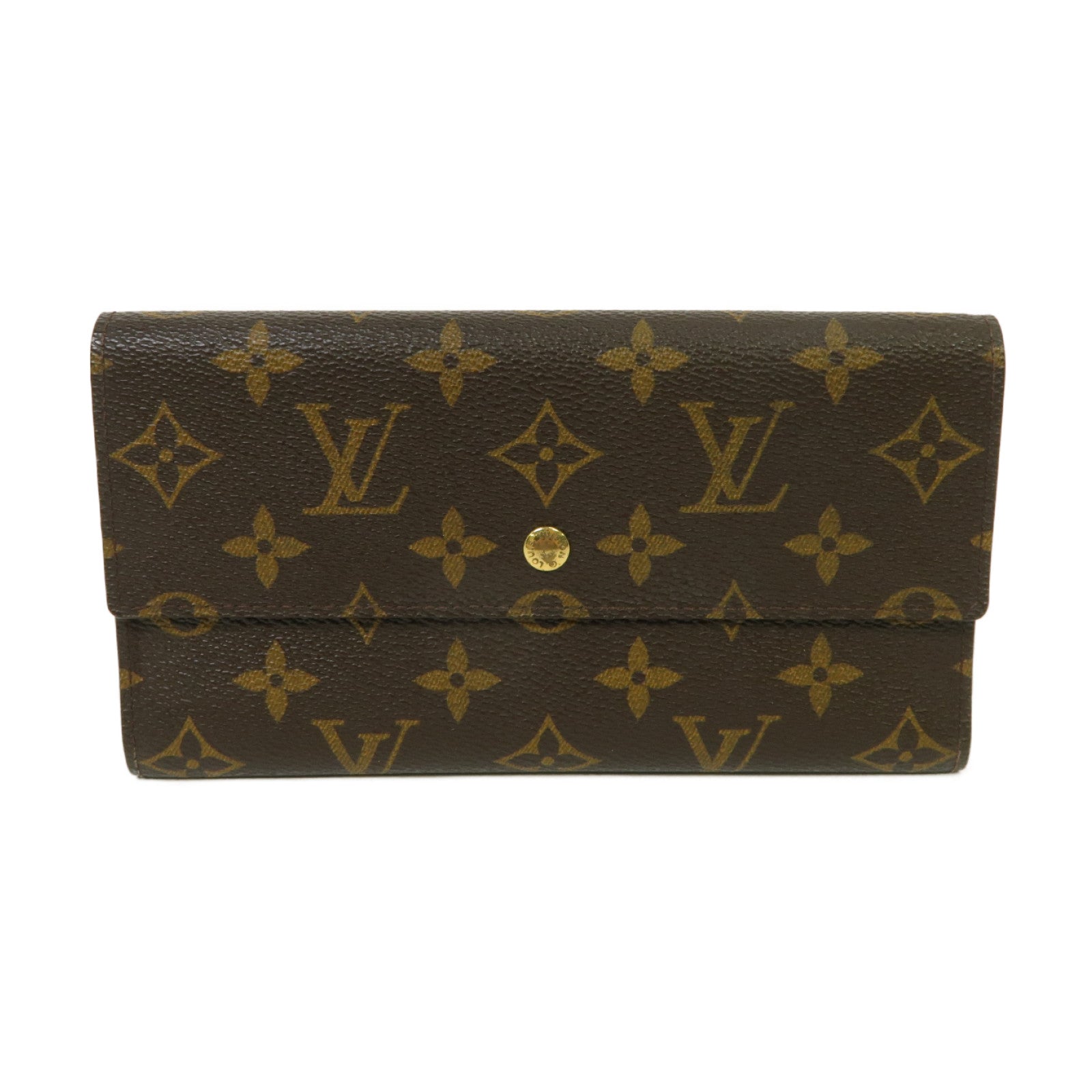 LOUIS VUITTON Monogram Long Wallet金扣長錢包啡色