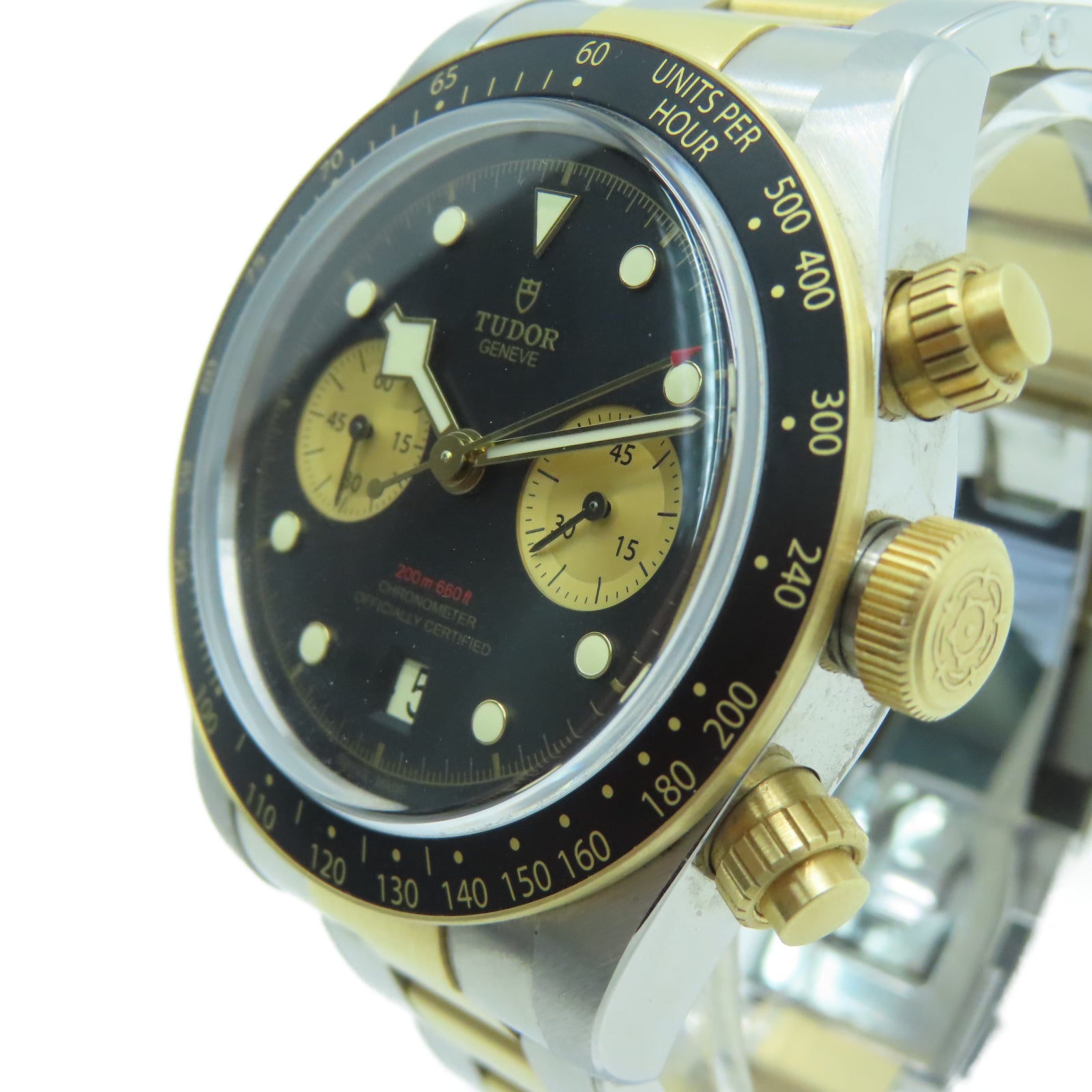 TUDOR Black By Chrono S&G 18K黃金/不鏽鋼手錶自動機芯黑色