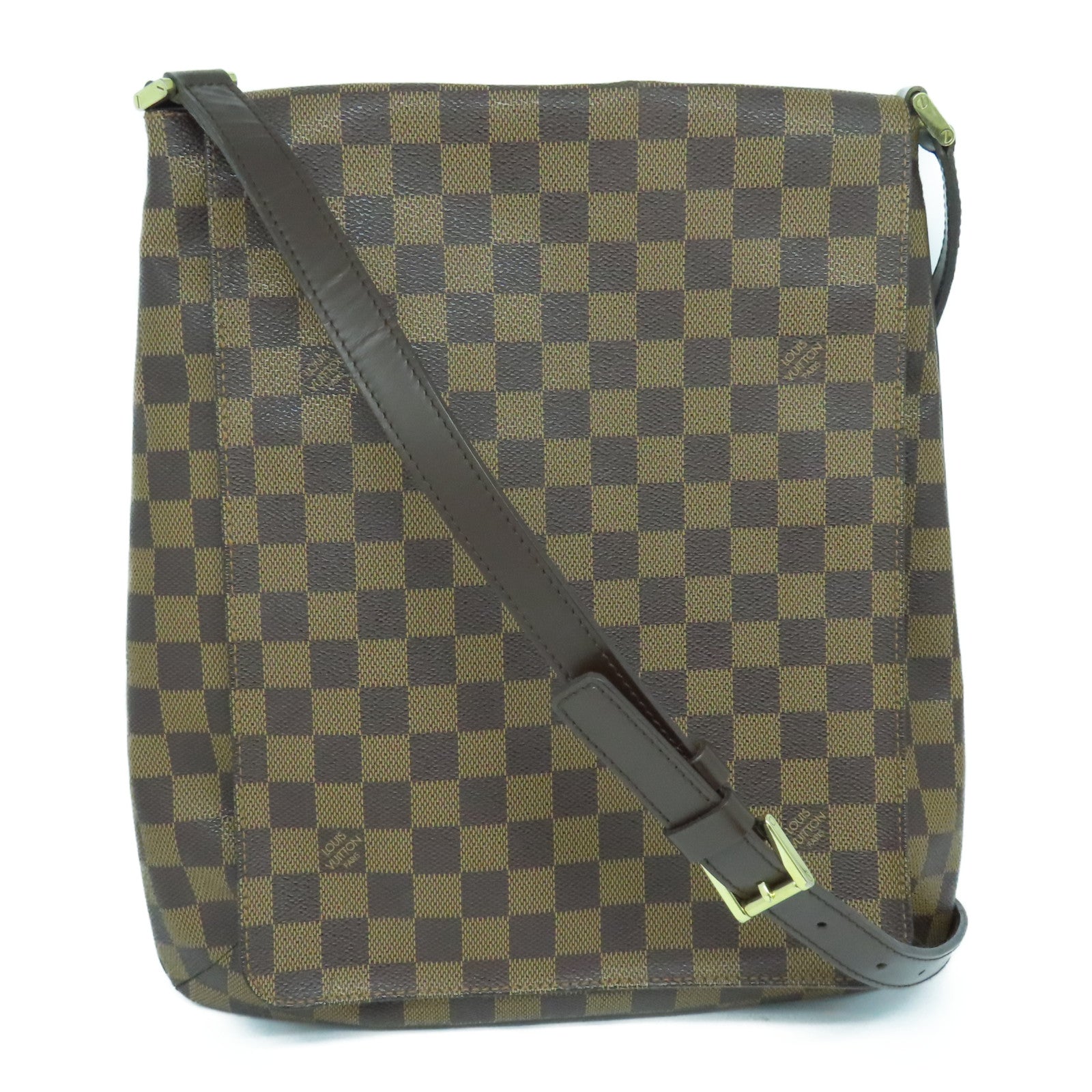 LOUIS VUITTON Damier Musette Salsa Gold Buckle Shoulder Bag Brown
