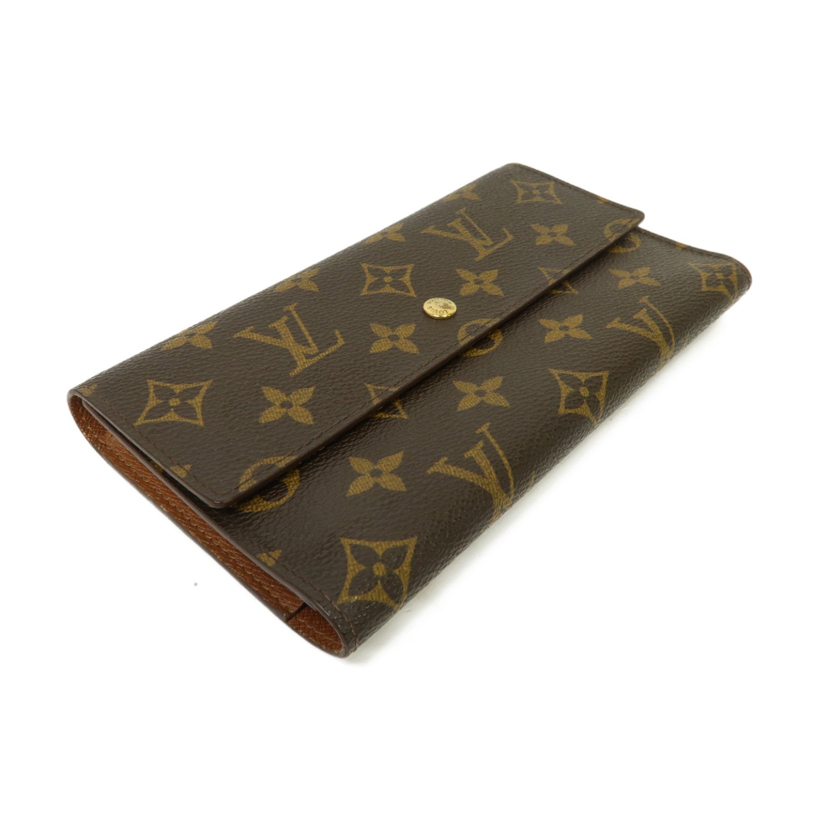 LOUIS VUITTON Monogram Long Wallet金扣長錢包啡色