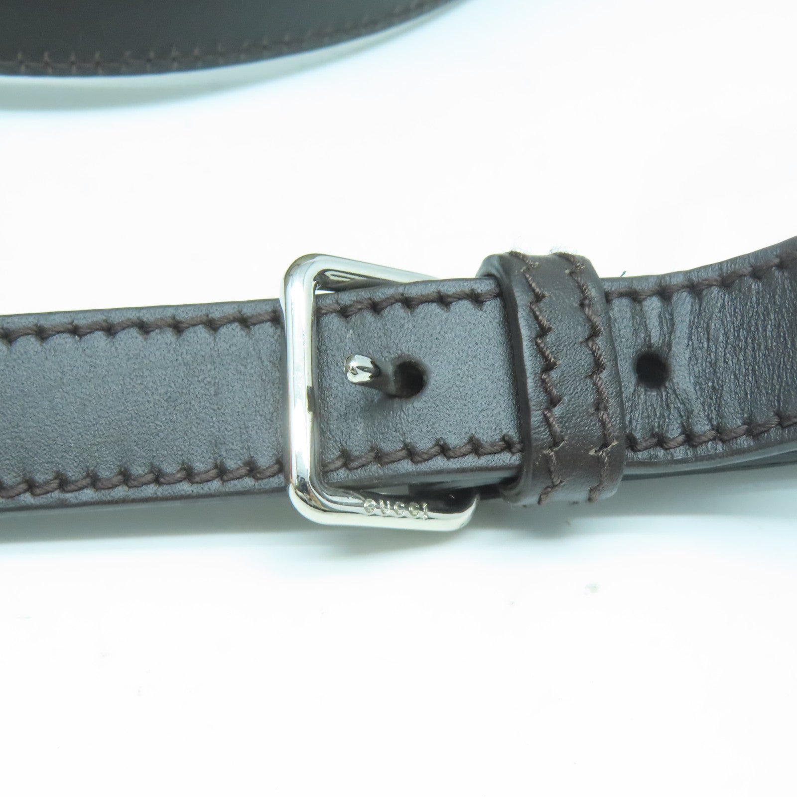 GUCCI 塗層帆布2Way Shoulder銀扣手挽肩背兩用袋啡色