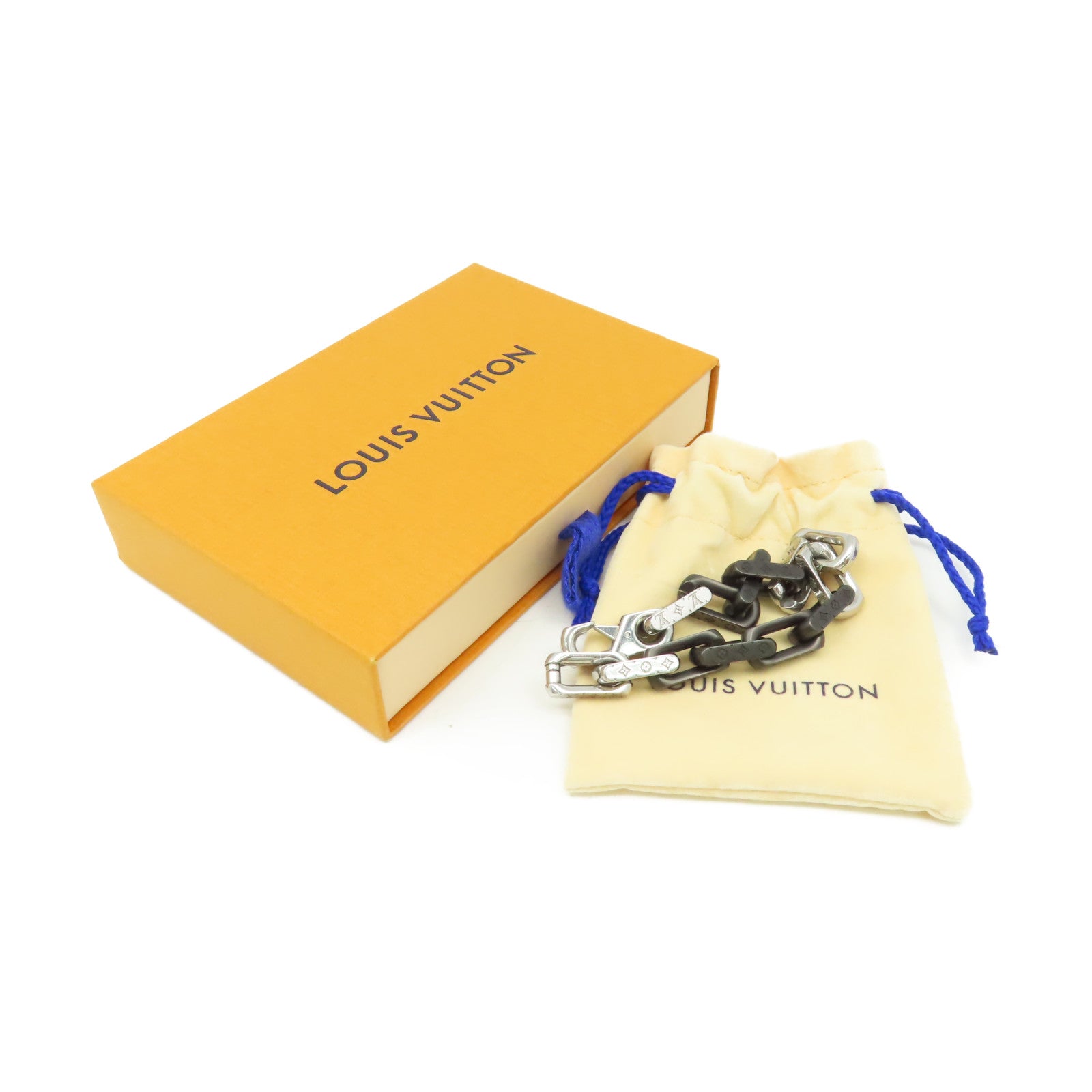 LOUIS VUITTON 金屬/不鏽鋼Monogram Chain S00 Bracelet手鏈銀色/黑色