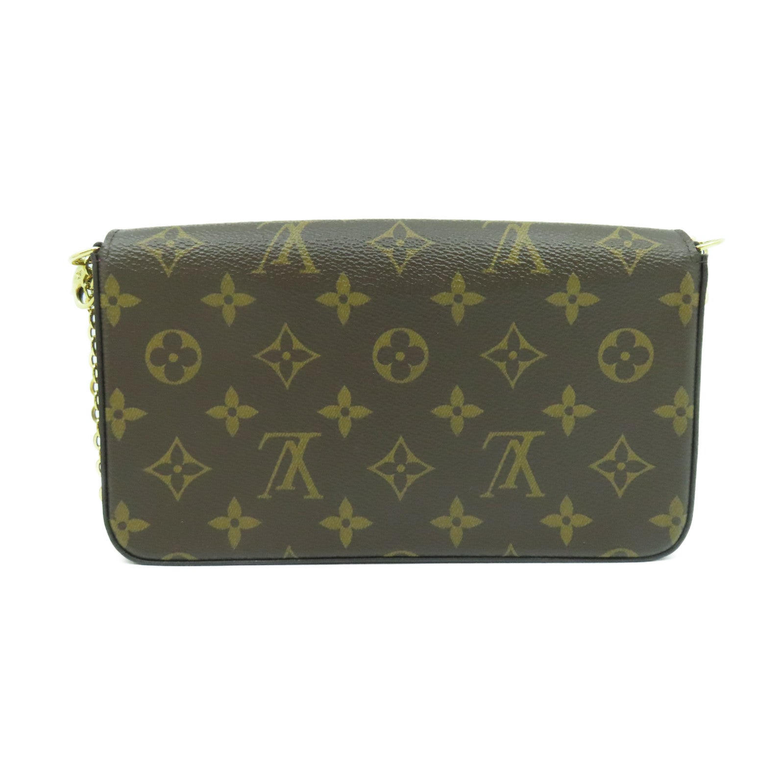 LOUIS VUITTON Monogram Pochette Felicie GM金扣鏈帶肩背袋啡色