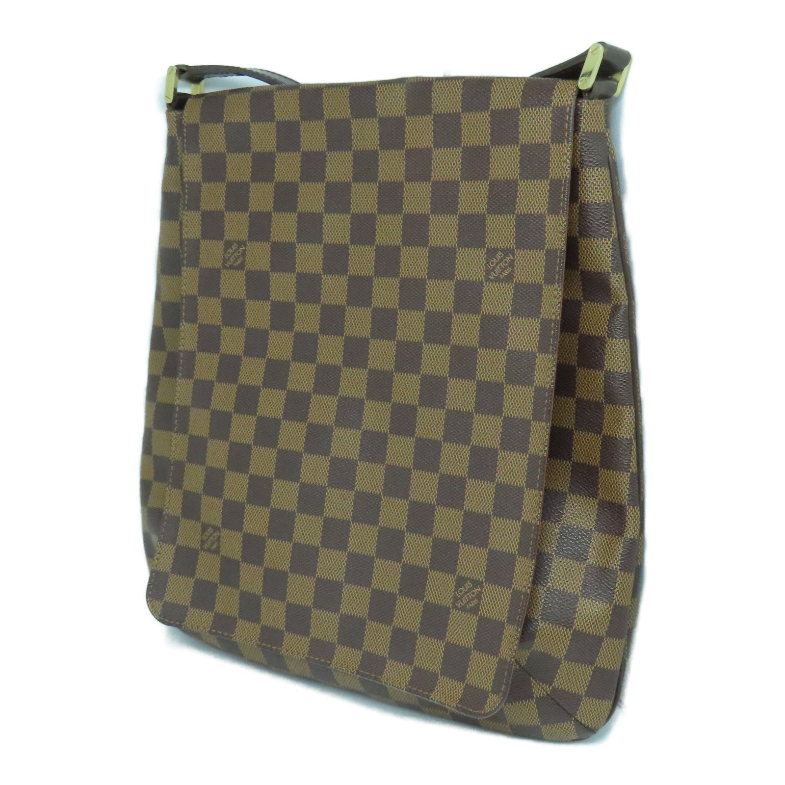 LOUIS VUITTON Damier Musette Salsa Gold Buckle Shoulder Bag Brown