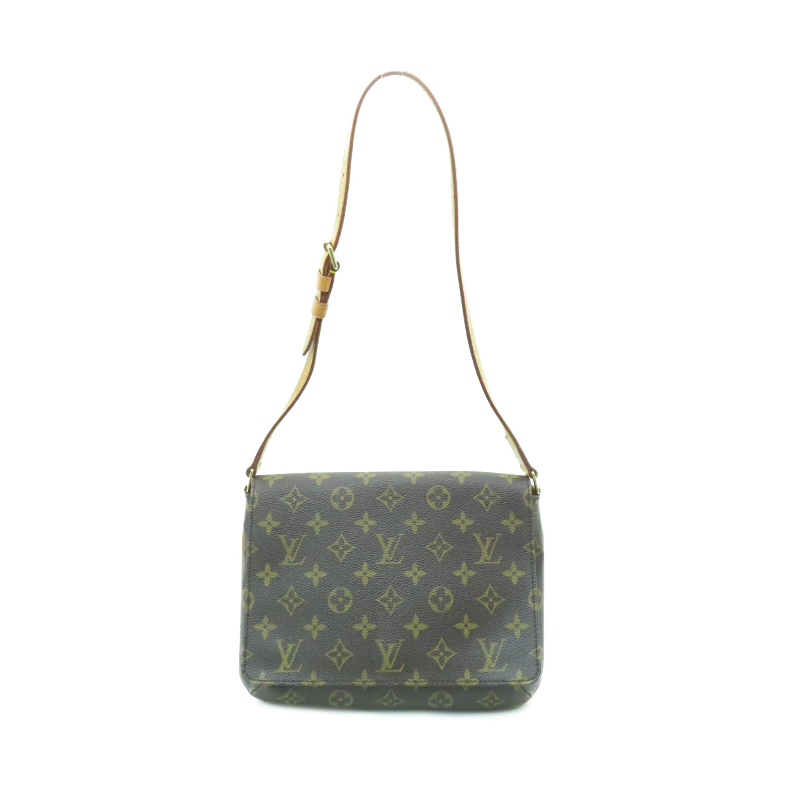 LOUIS VUITTON Monogram Musette Tango金扣肩背袋棕色
