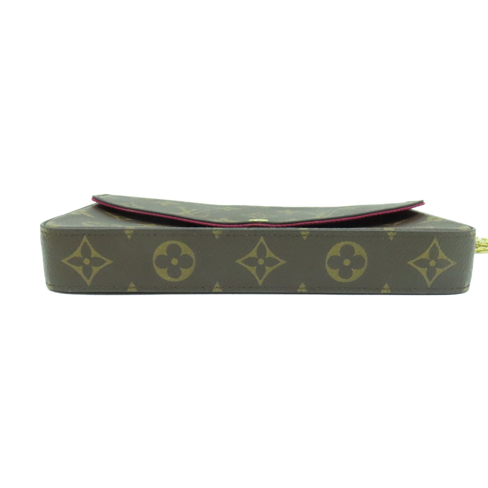LOUIS VUITTON Monogram Pochette Felicie GM金扣鏈帶肩背袋啡色