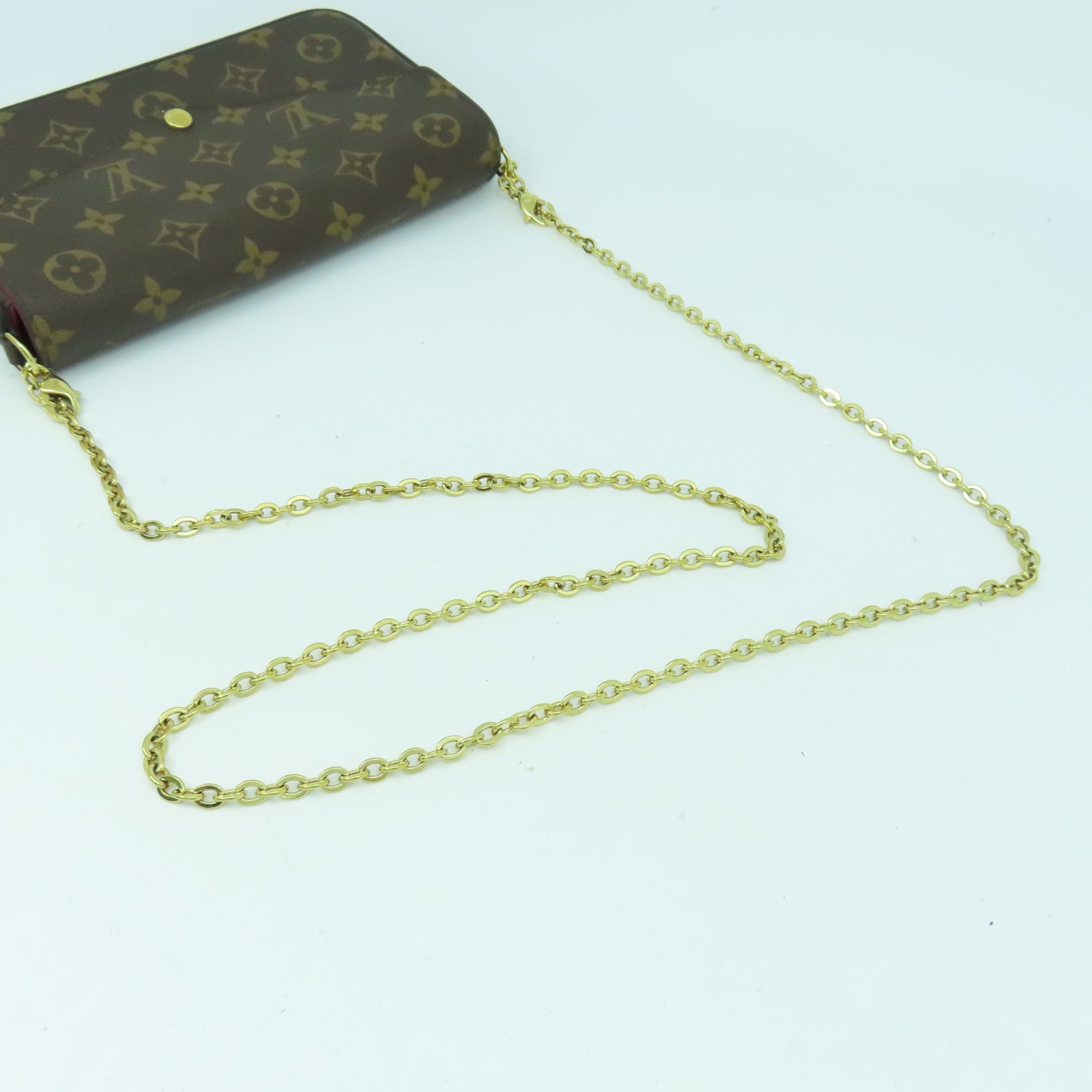 LOUIS VUITTON Monogram Pochette Felicie GM金扣鏈帶肩背袋啡色