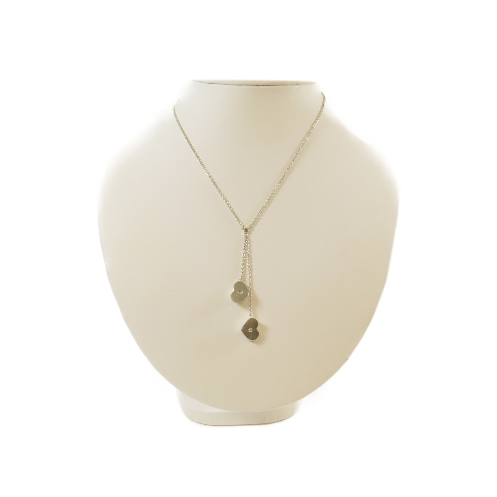 TIFFANY＆CO 925純銀Paloma Picasso Hearts Drop Pendant項鍊#38cm