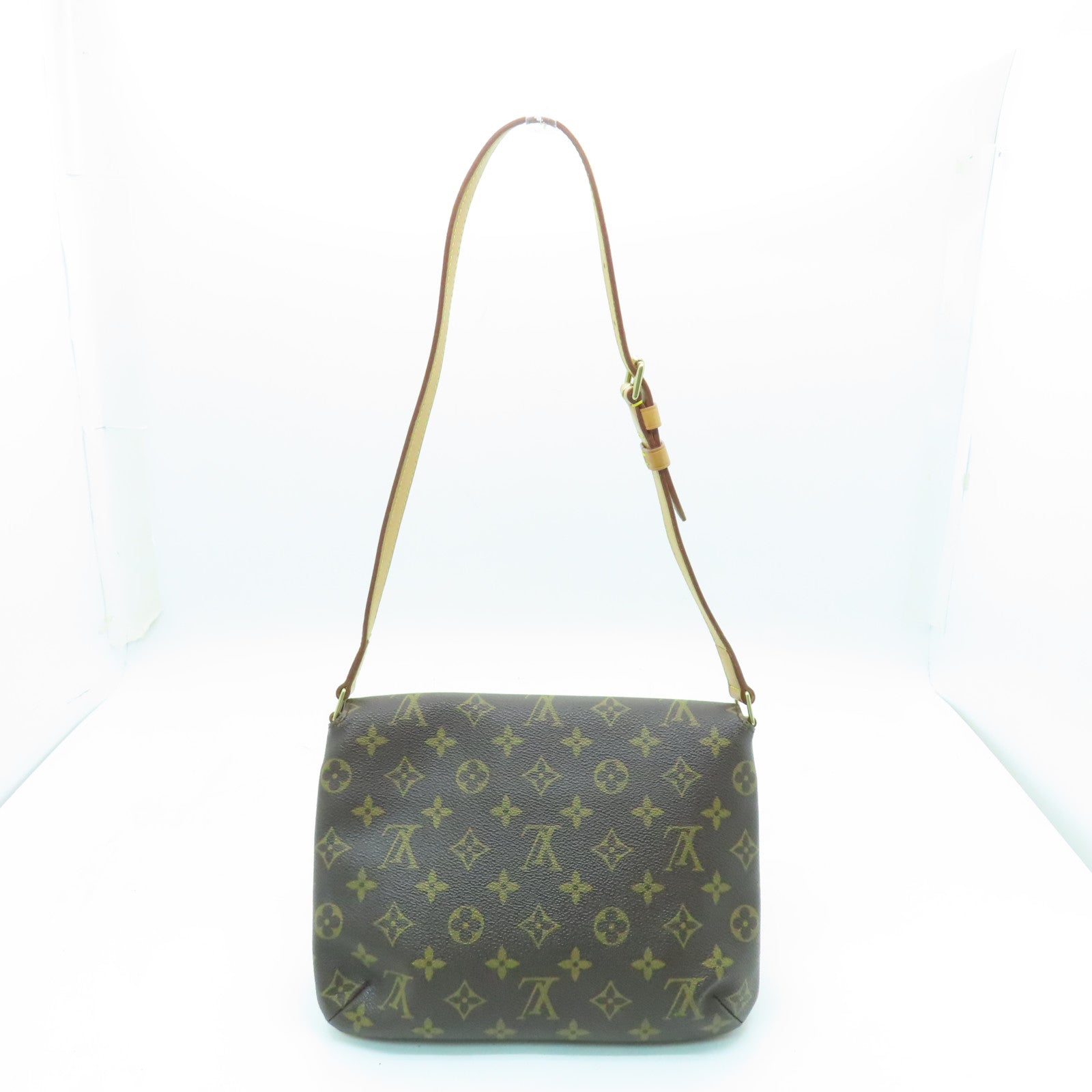 LOUIS VUITTON Monogram Musette Tango金扣肩背袋棕色