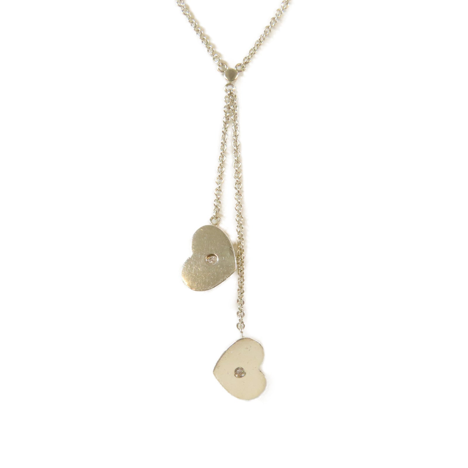 TIFFANY＆CO 925純銀Paloma Picasso Hearts Drop Pendant項鍊#38cm