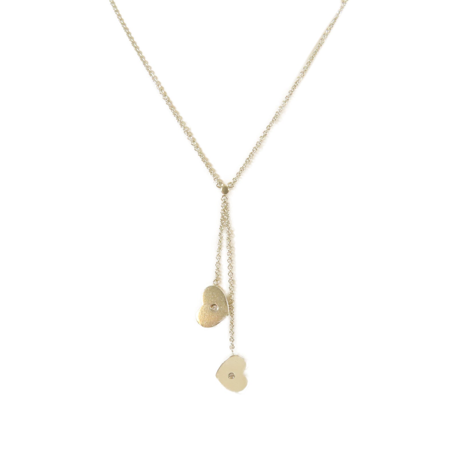 TIFFANY＆CO 925純銀Paloma Picasso Hearts Drop Pendant項鍊#38cm