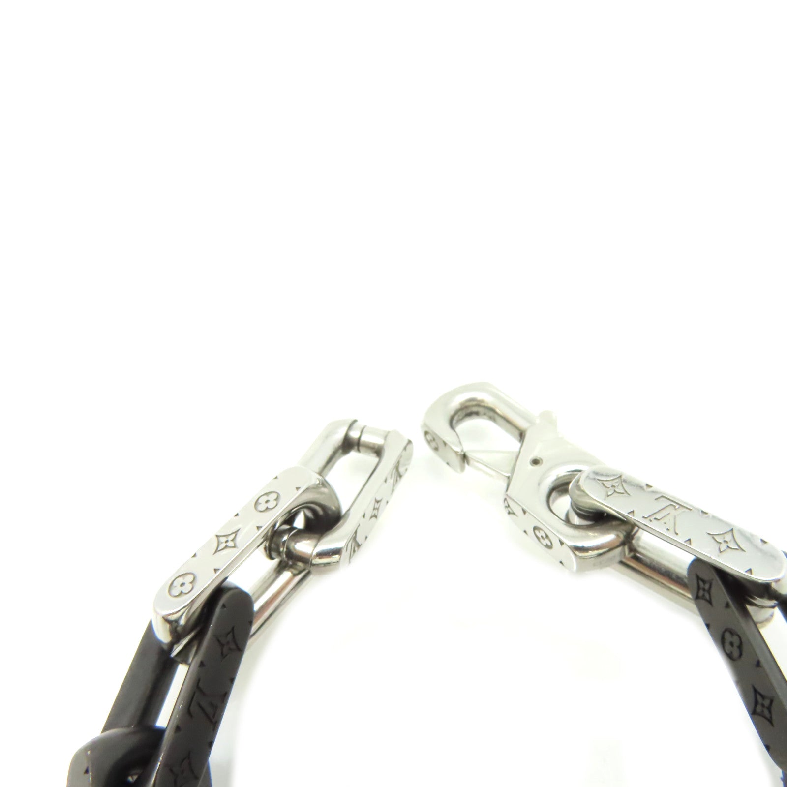 LOUIS VUITTON 金屬/不鏽鋼Monogram Chain S00 Bracelet手鏈銀色/黑色