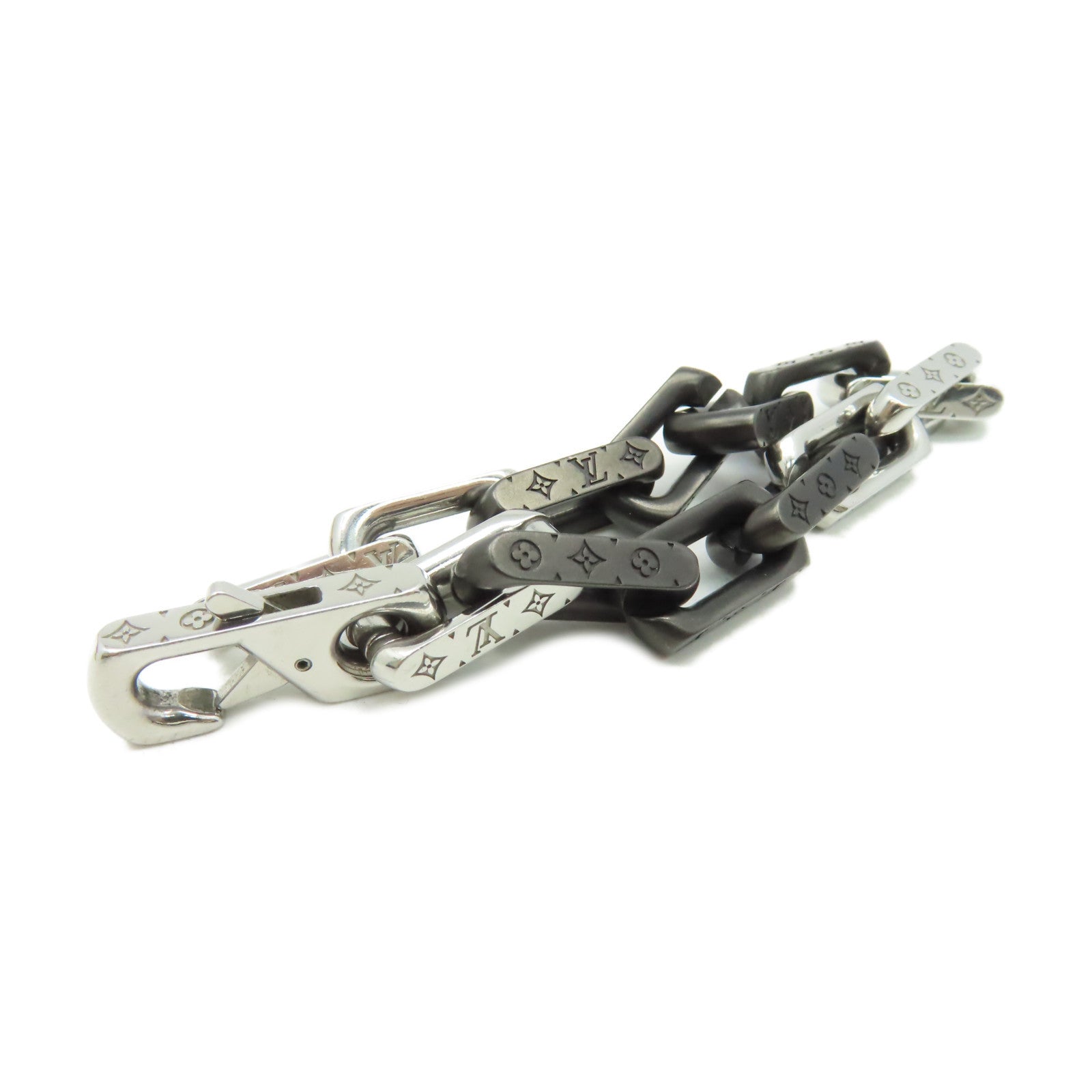 LOUIS VUITTON 金屬/不鏽鋼Monogram Chain S00 Bracelet手鏈銀色/黑色
