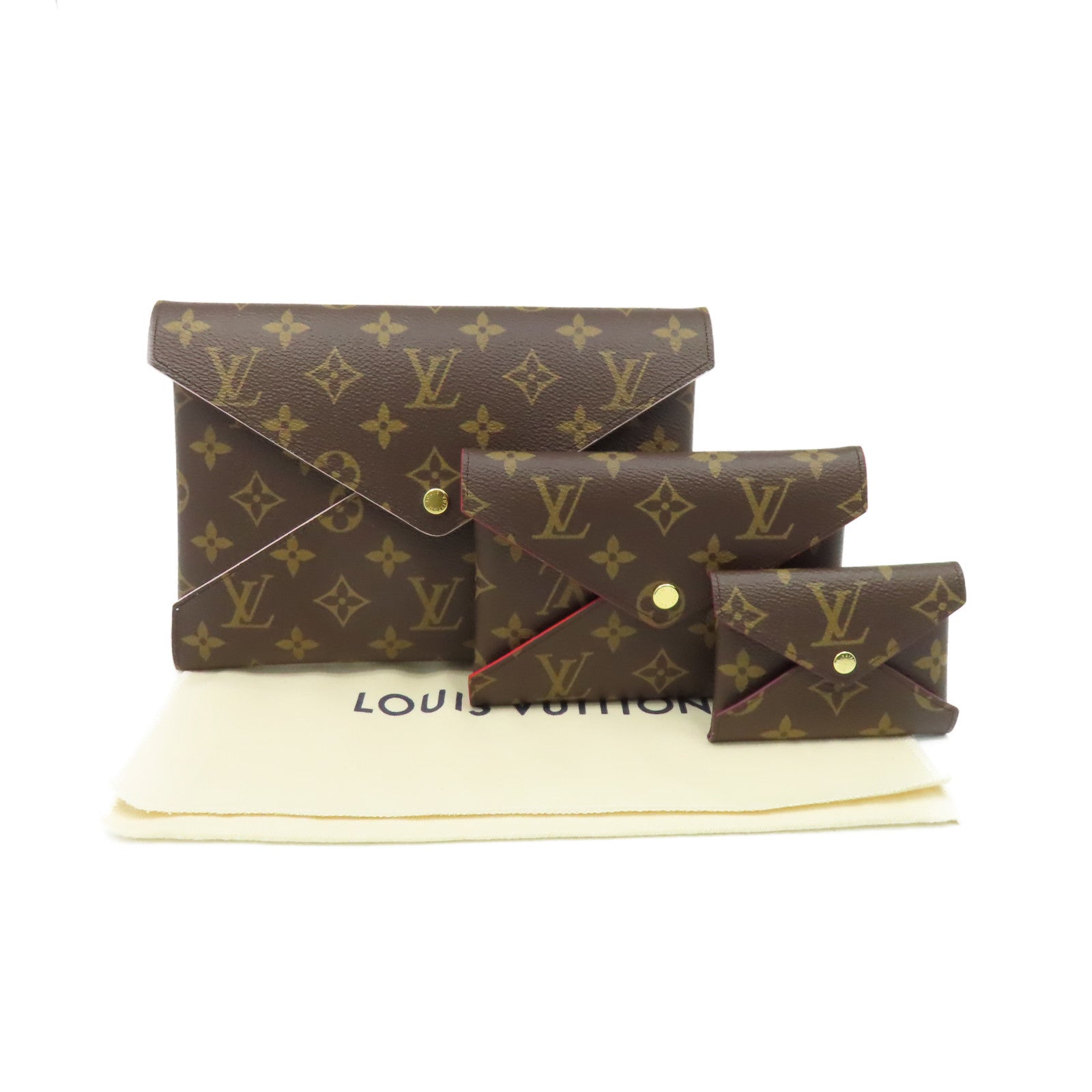 LOUIS VUITTON Monogram Kirigami Pochette金扣手拿包啡色/粉紅色