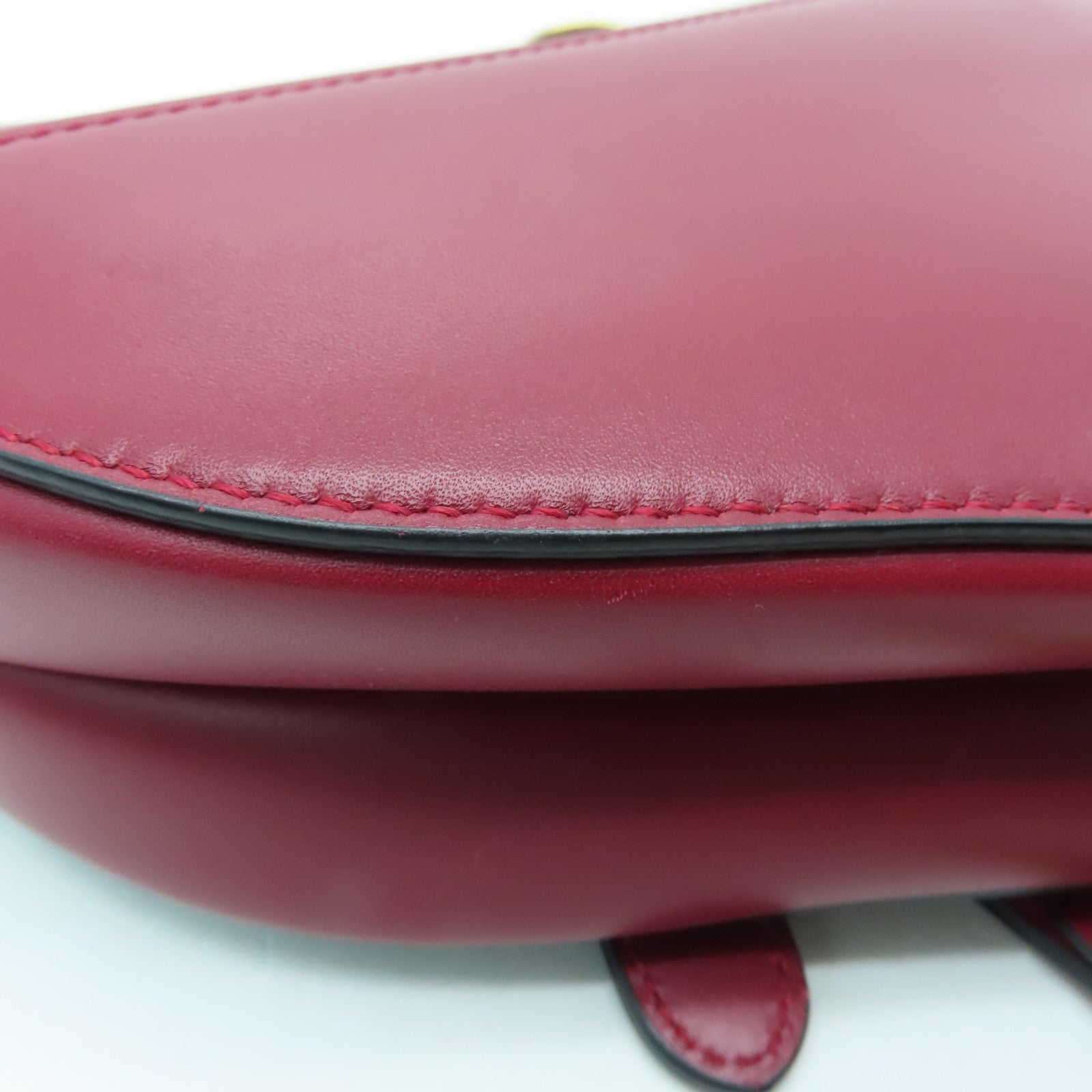 Dior cowhide leather Mini Saddle gold buckle handle bag red