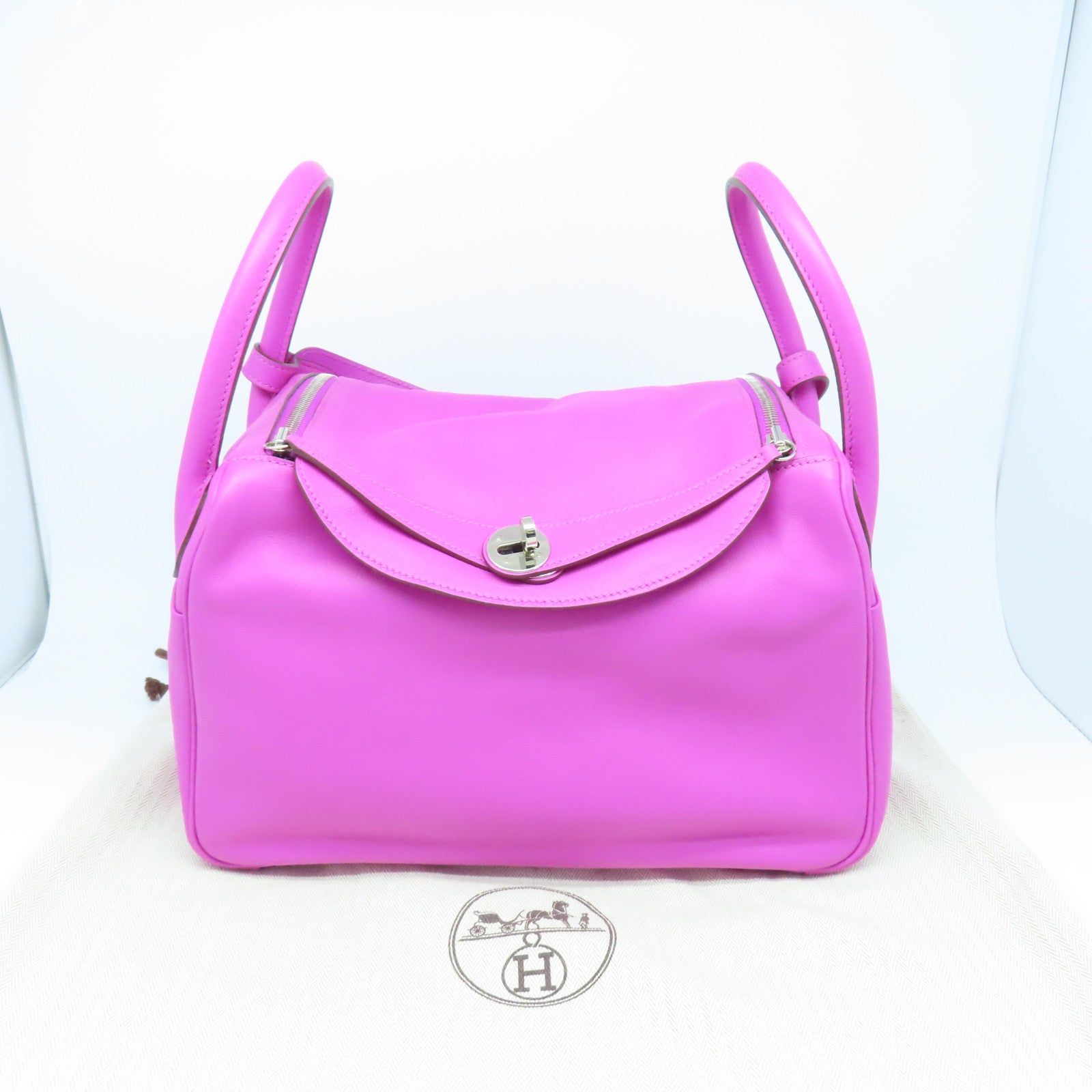 HERMES 【激減優惠】Swift皮革Lindy 30銀扣手挽肩背兩用袋Magnolia玉蘭紫色