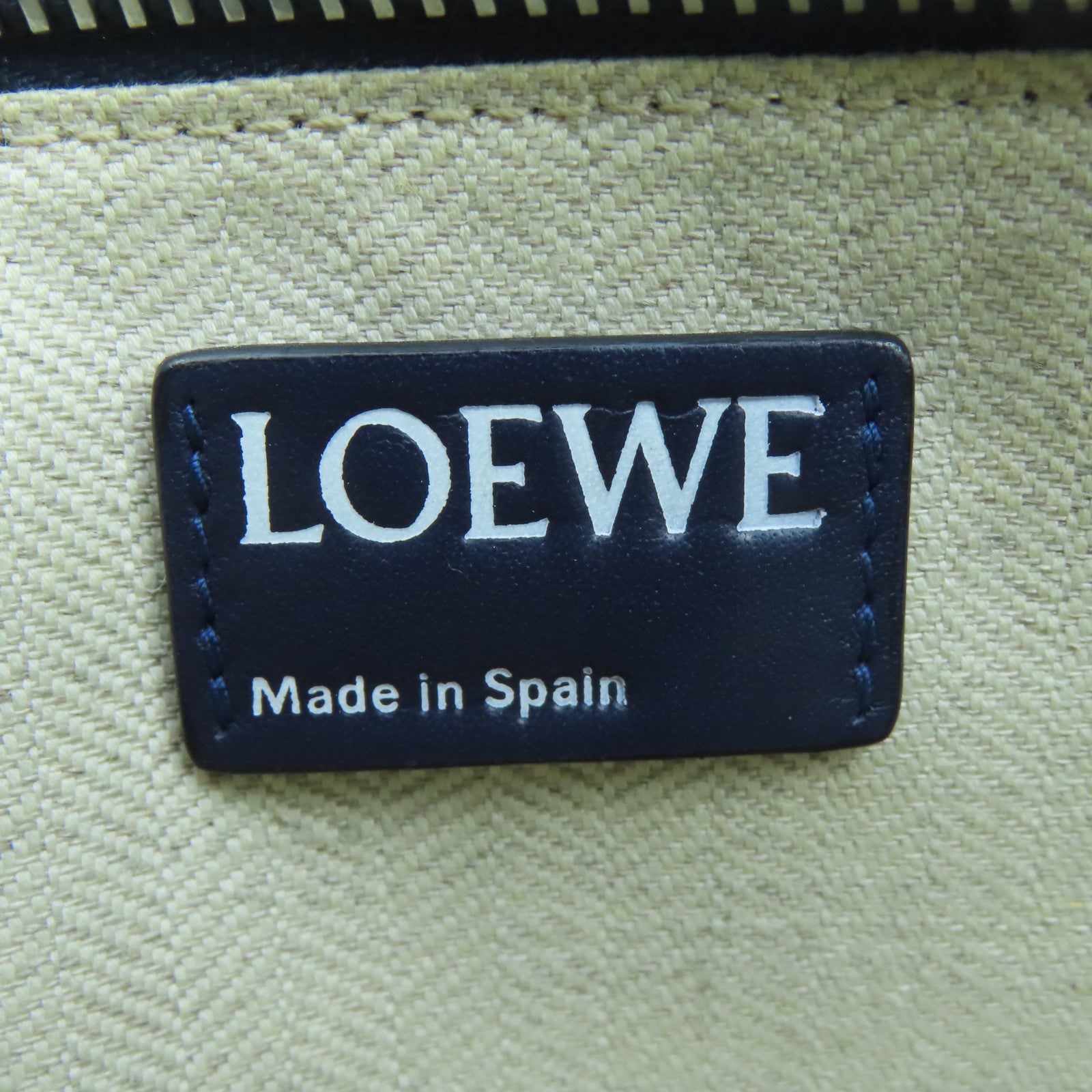 LOEWE Cowhide Leather Pouch Silver Buckle Clutch Blue