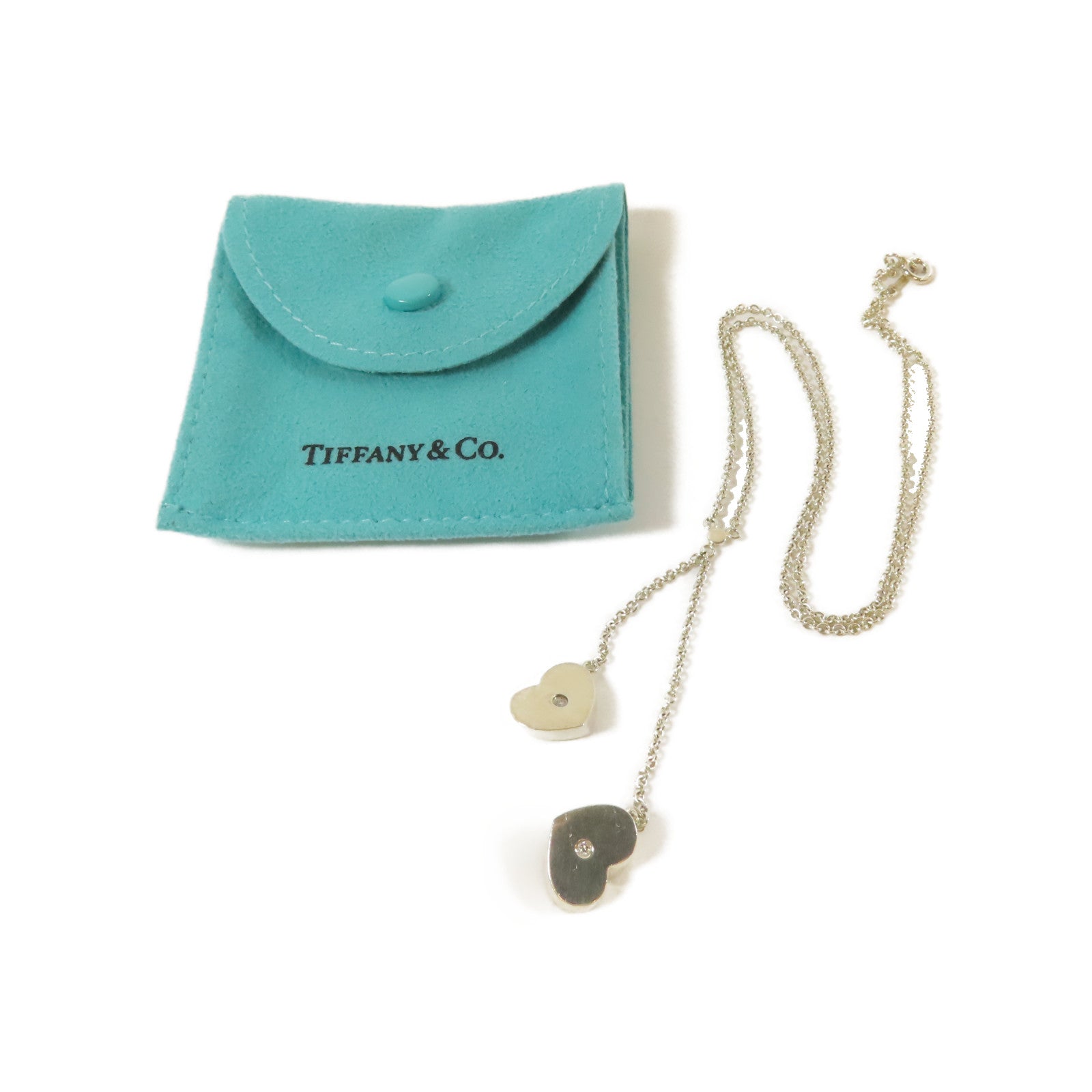 TIFFANY＆CO 925純銀Paloma Picasso Hearts Drop Pendant項鍊#38cm