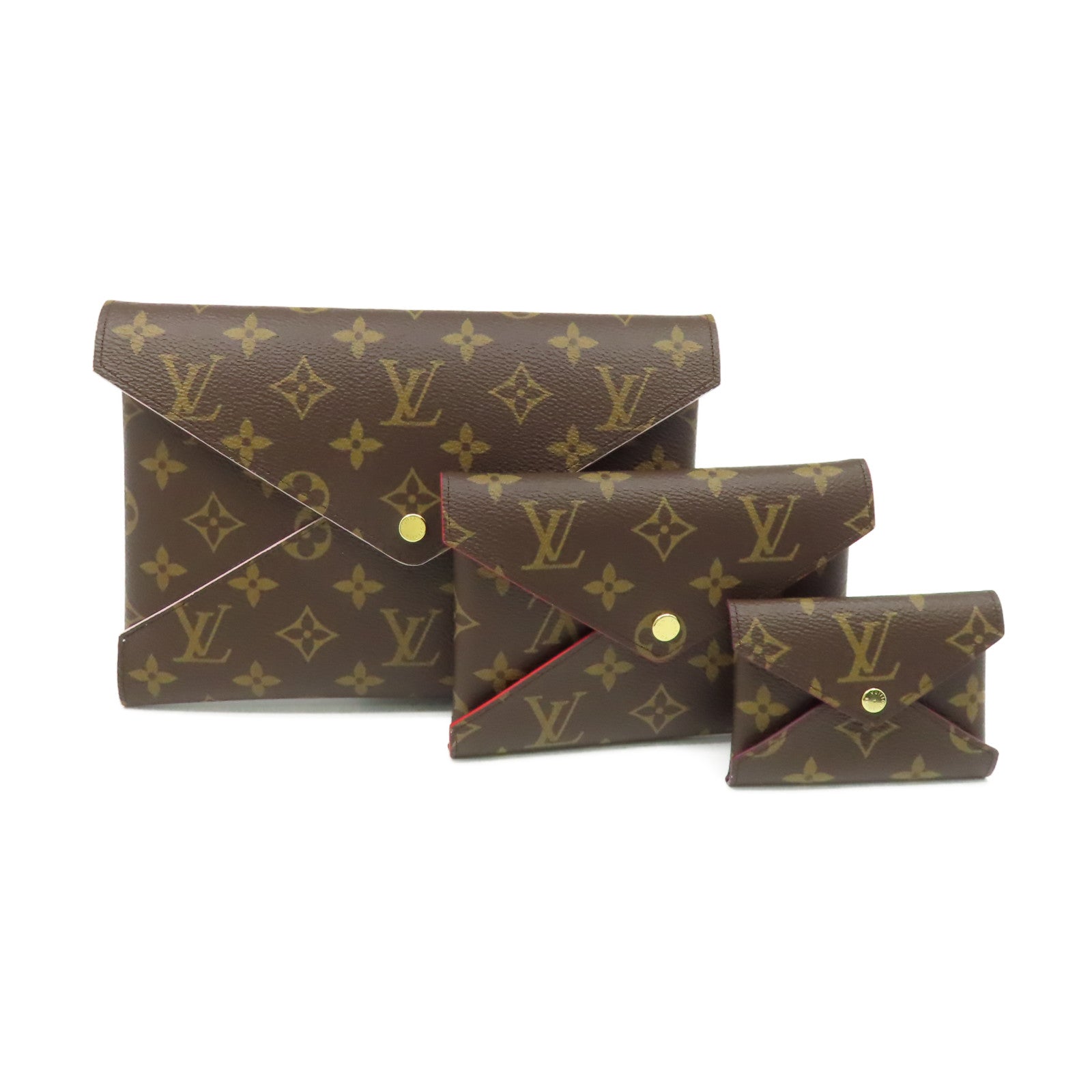 LOUIS VUITTON Monogram Kirigami Pochette金扣手拿包啡色/粉紅色