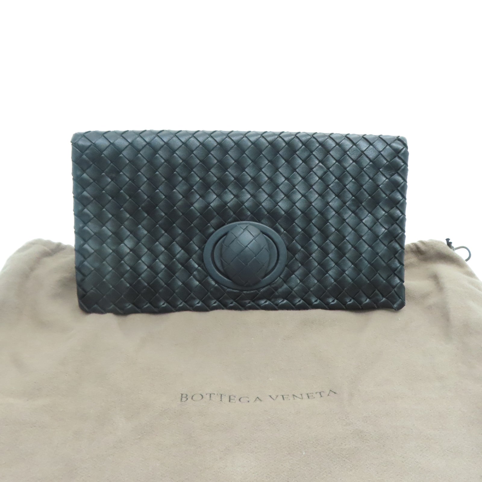 BOTTEGA VENETA Textured Leather Clutch Bag Black