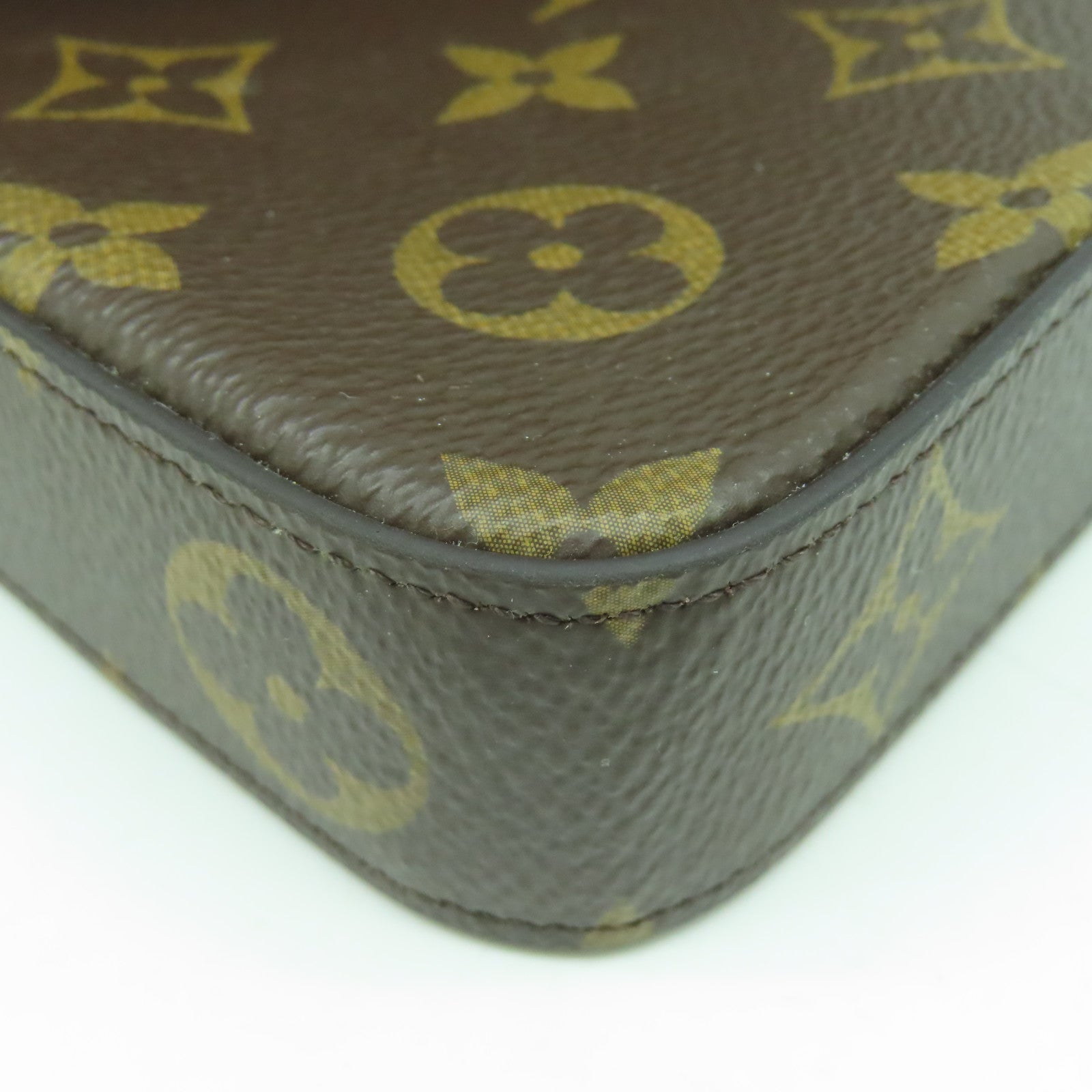 LOUIS VUITTON Monogram Pochette Felicie GM金扣鏈帶肩背袋啡色