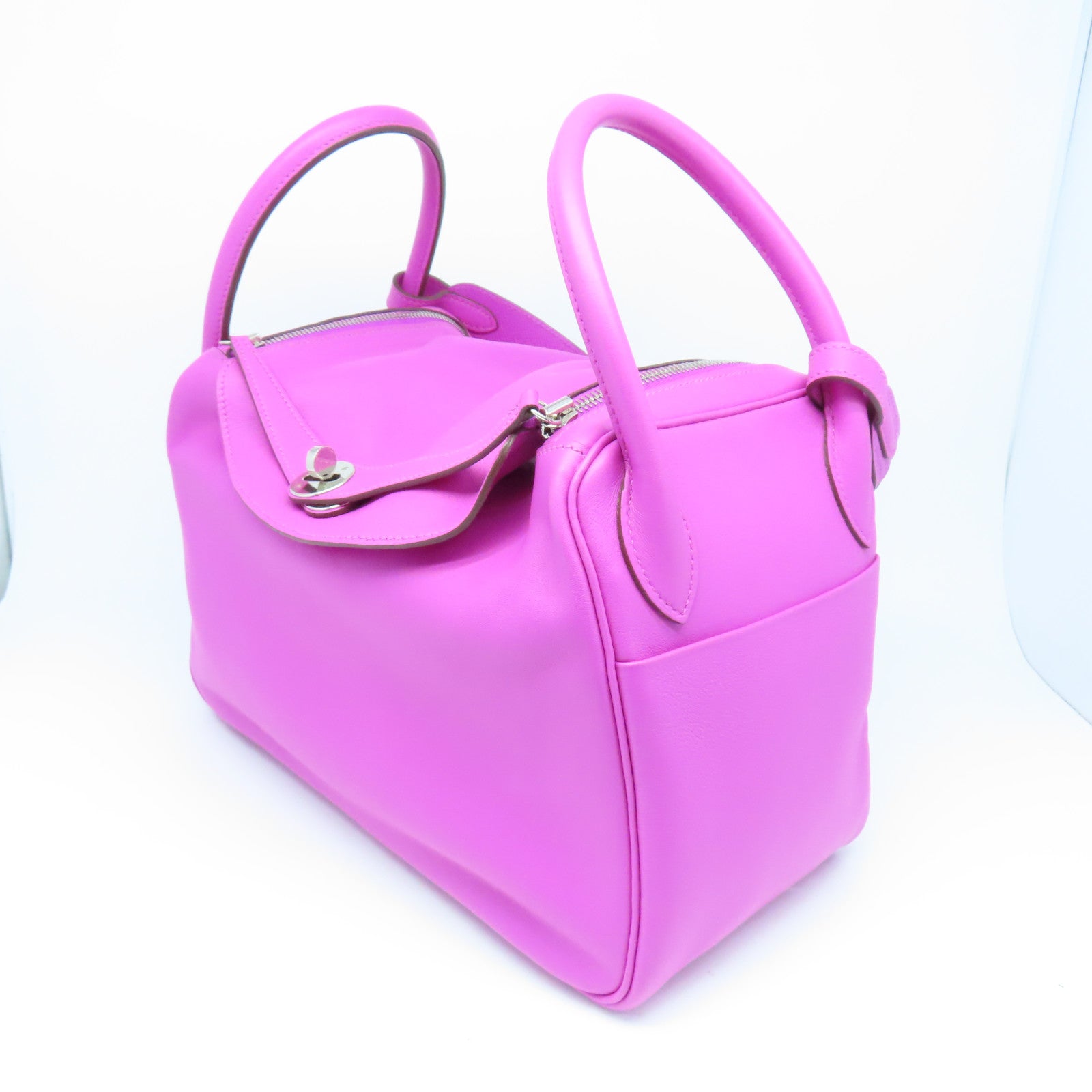 HERMES 【激減優惠】Swift皮革Lindy 30銀扣手挽肩背兩用袋Magnolia玉蘭紫色