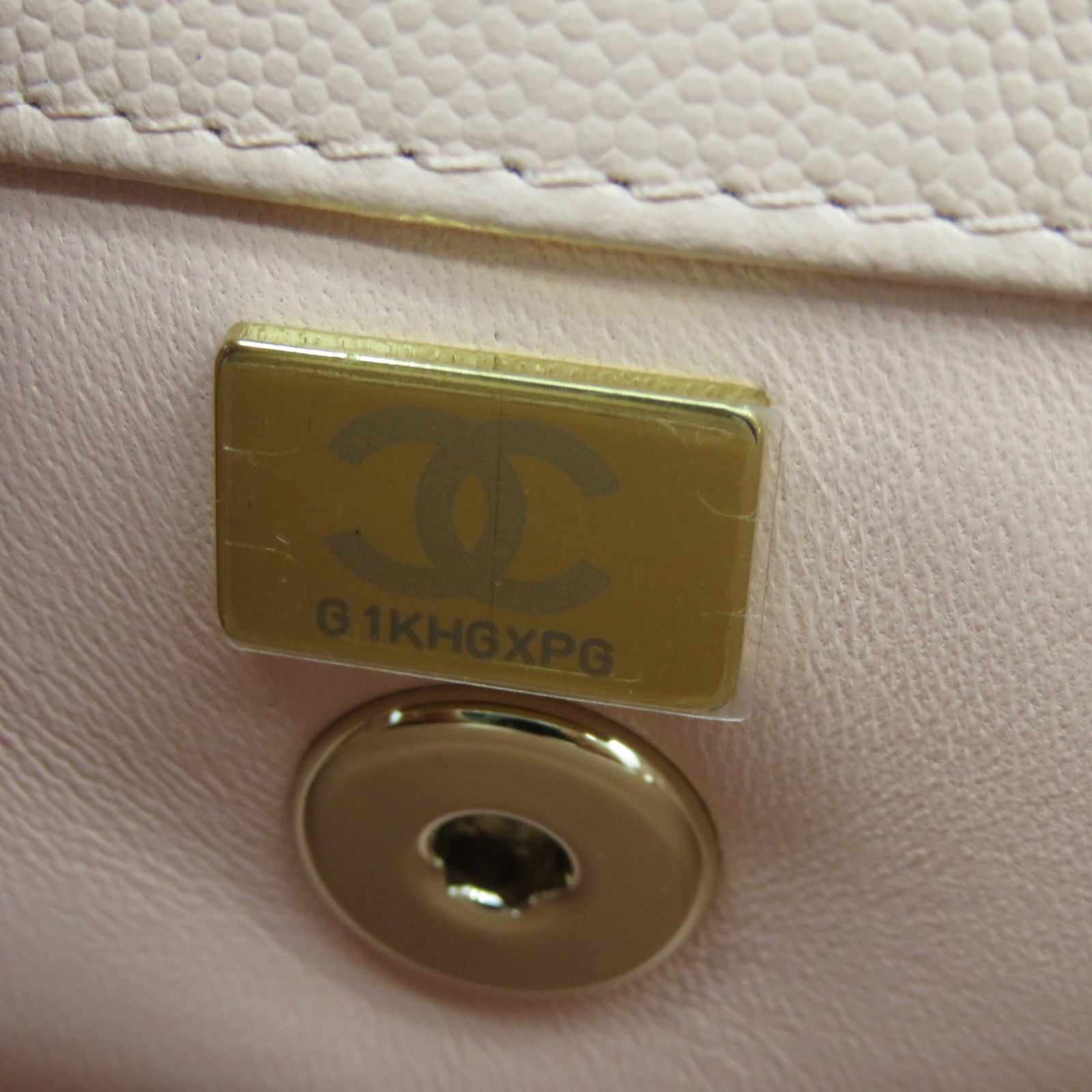 CHANEL 菱格Caviar皮革Coco Handle金扣鏈帶肩背袋粉紅色