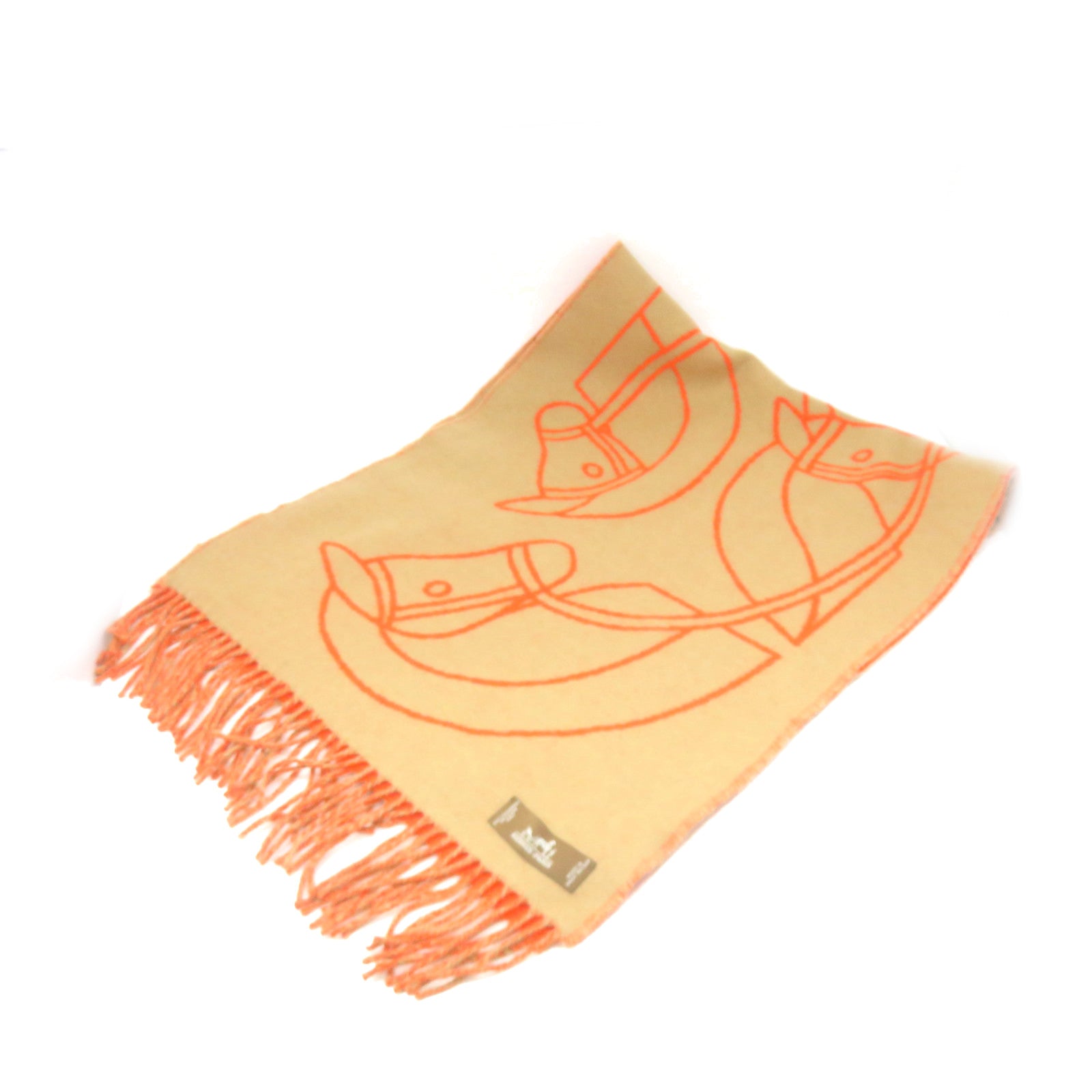 HERMES 羊絨Scarf圍巾啡色/橙色