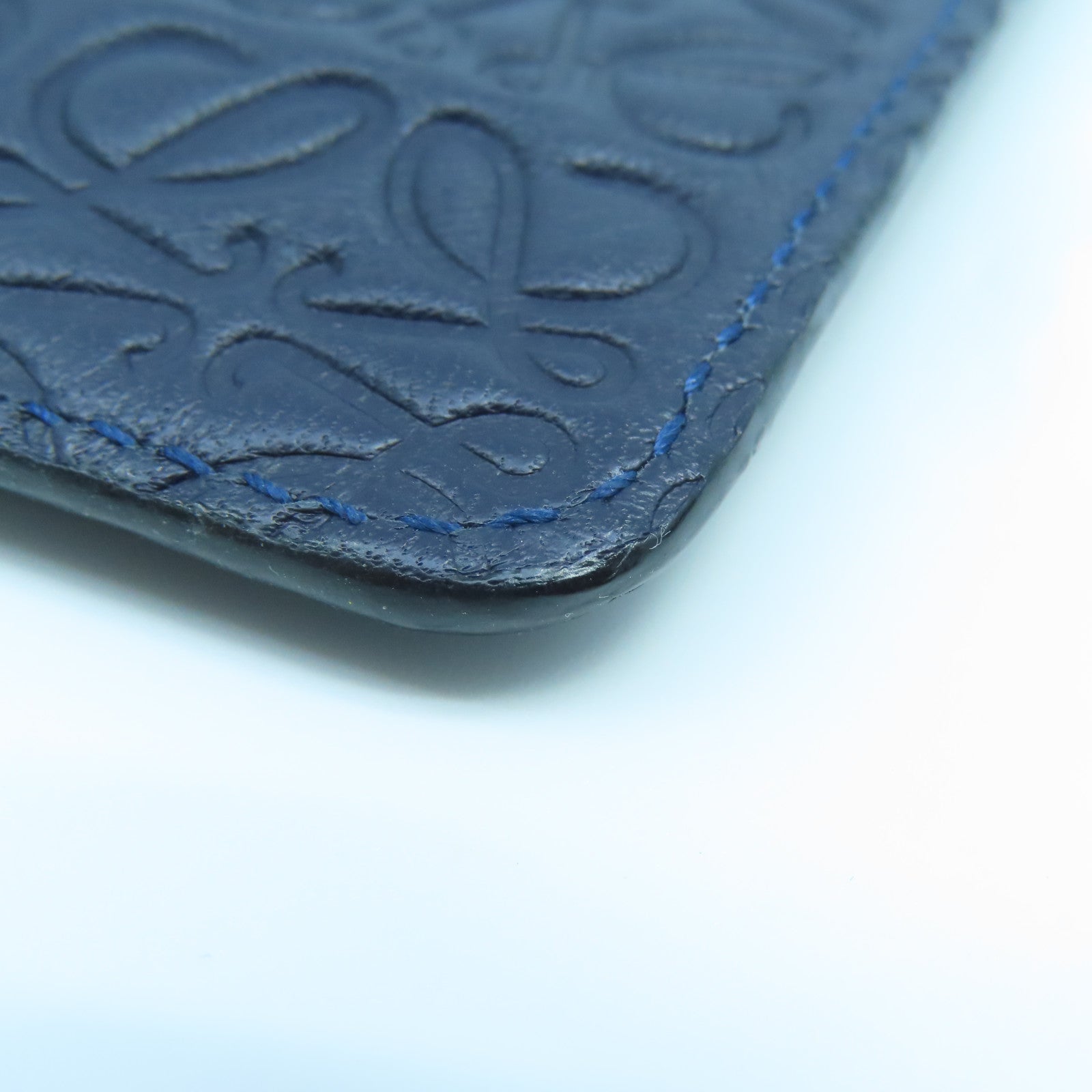 LOEWE Cowhide Leather Pouch Silver Buckle Clutch Blue