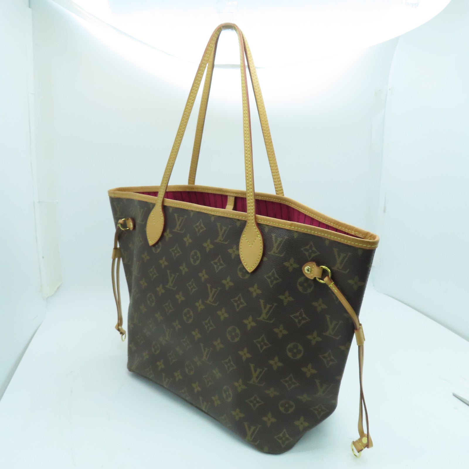 LOUIS VUITTON Monogram Neverfull MM手挽袋金扣啡色