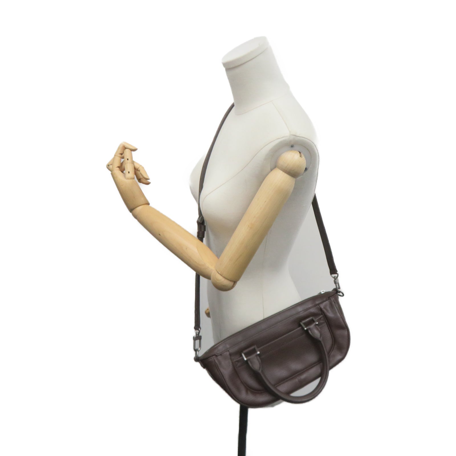 LOUIS VUITTON Epi Dhanura PM silver buckle shoulder shoulder bag brown