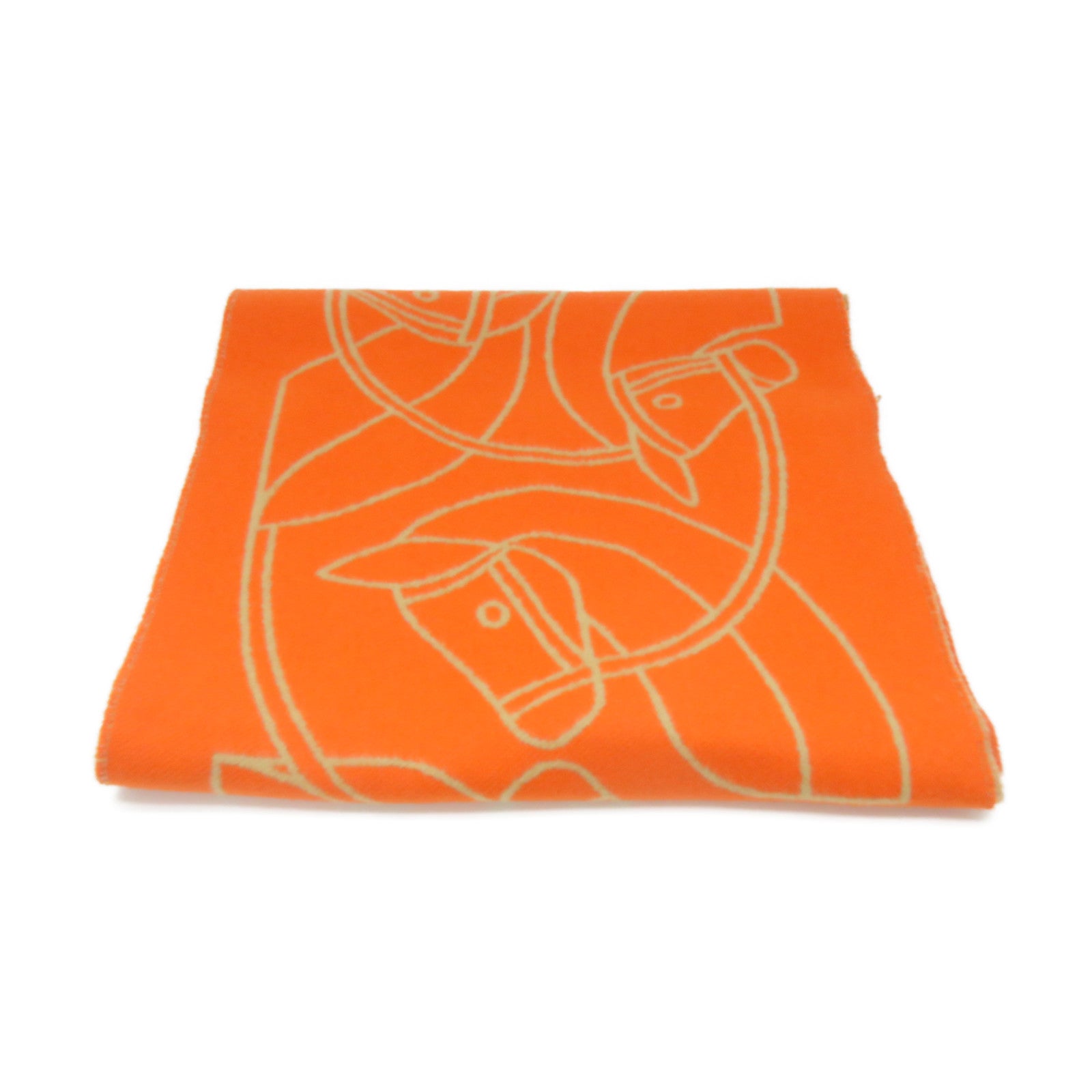 HERMES 羊絨Scarf圍巾啡色/橙色