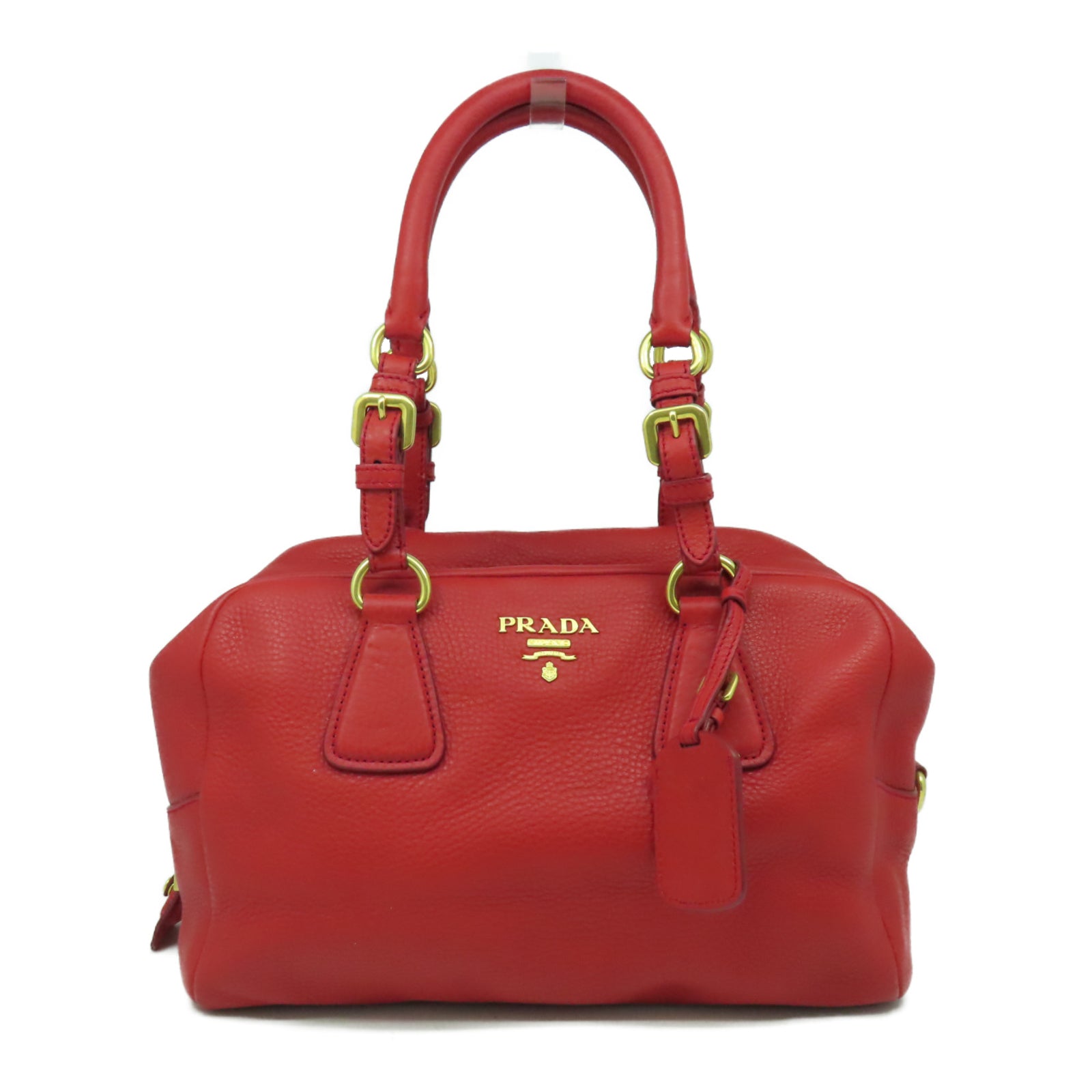 PRADA 羊皮皮革Hand Bag金扣手挽袋紅色