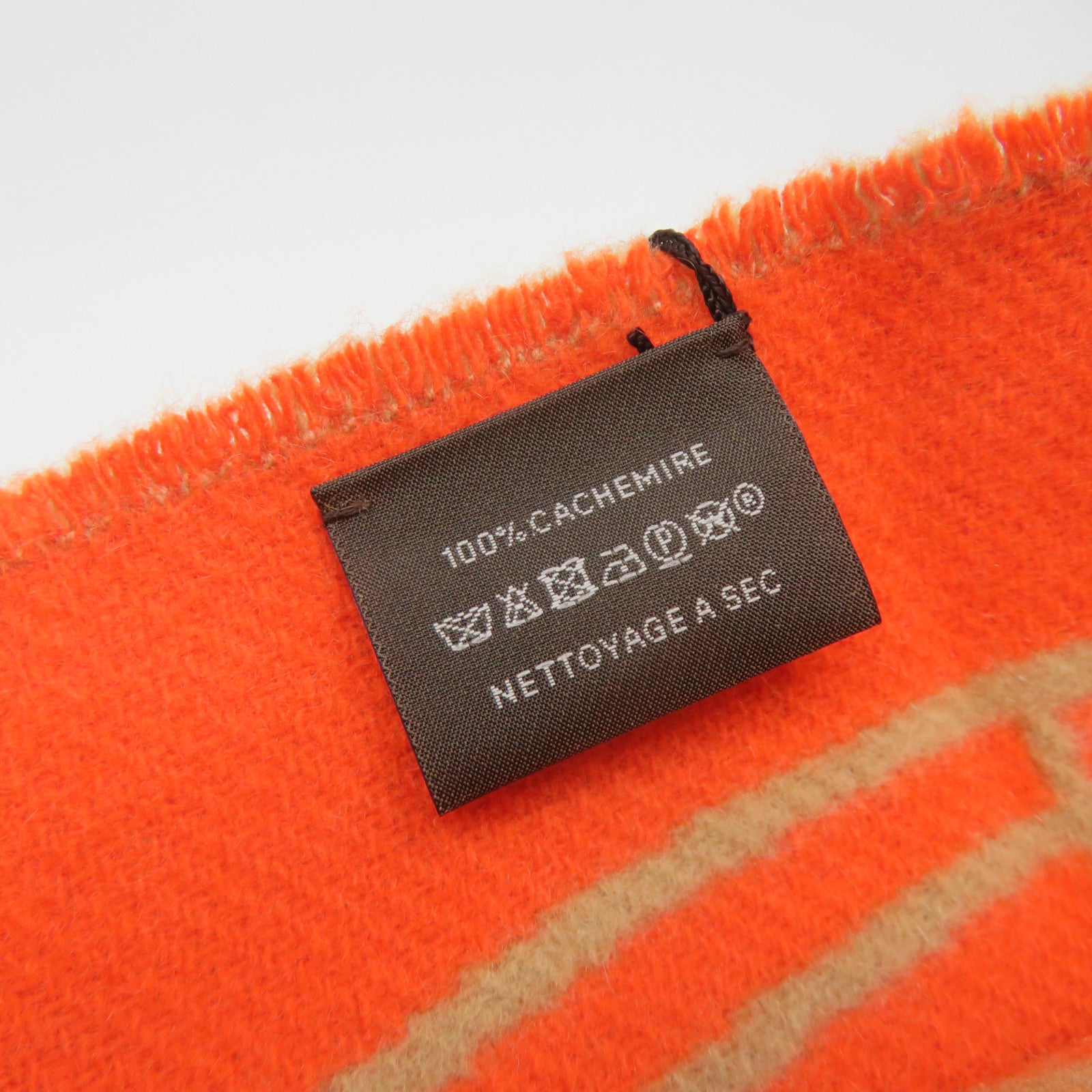 HERMES 羊絨Scarf圍巾啡色/橙色