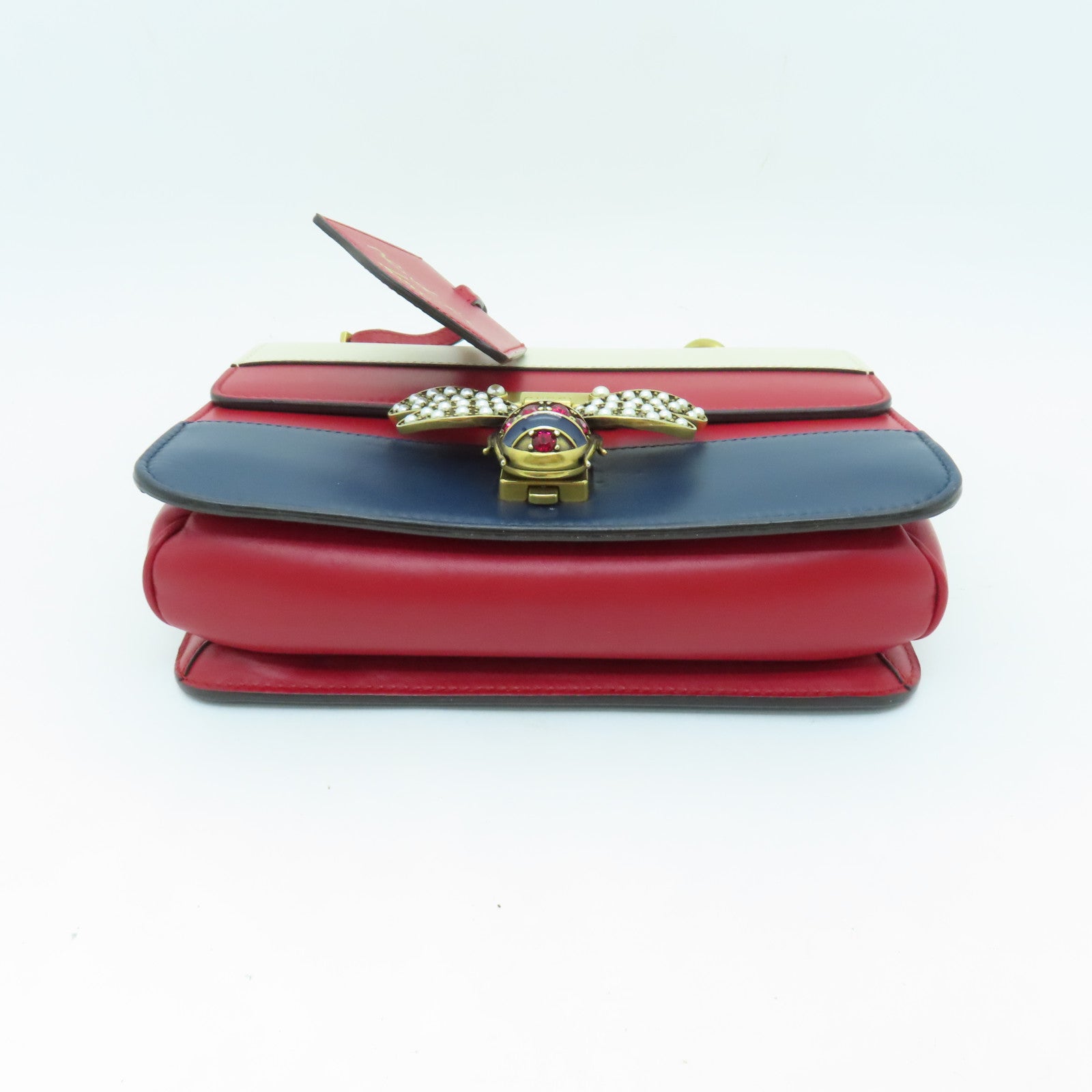 GUCCI 【激減優惠】牛皮皮革Queen Margaret金扣肩背袋白色/紅色/藍色