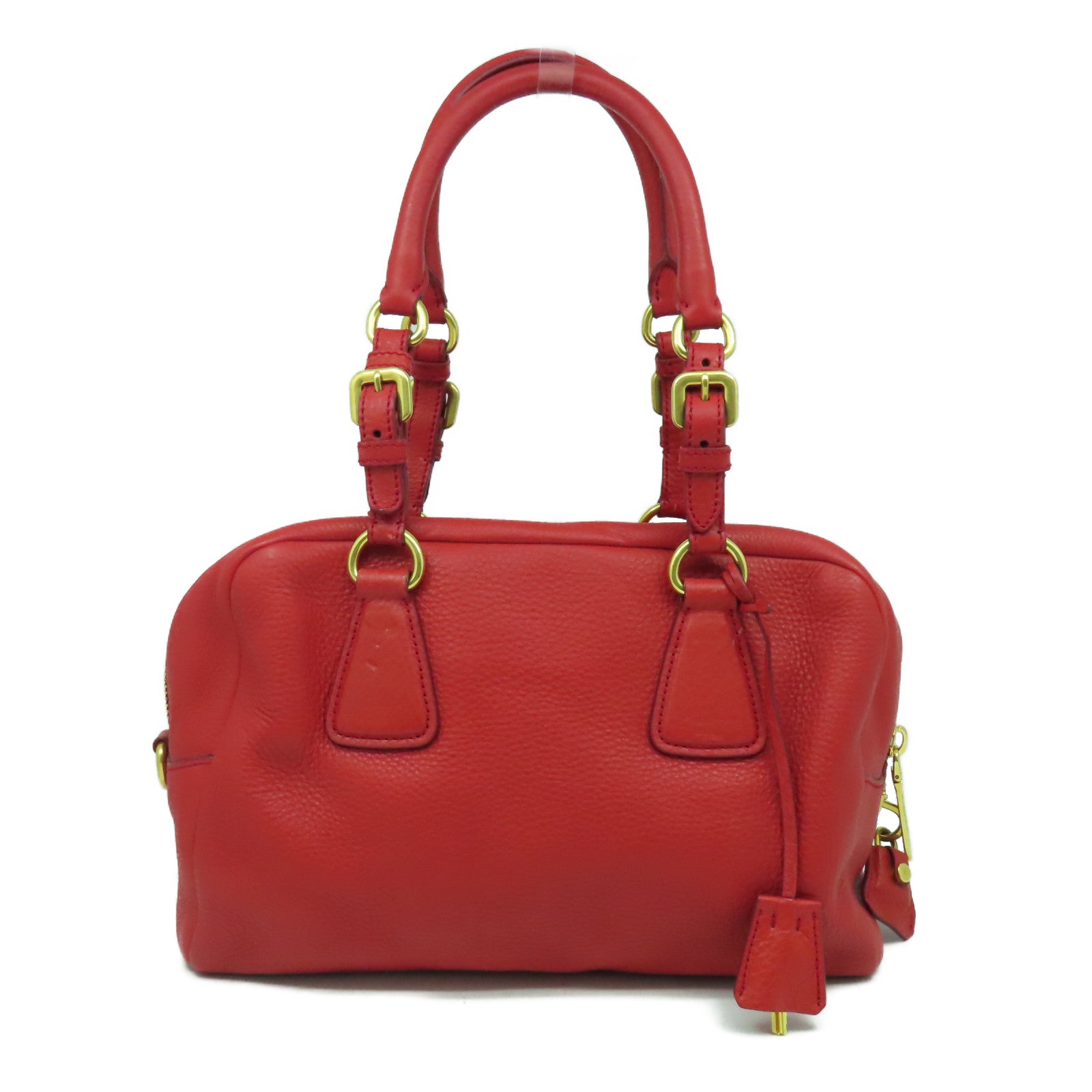 PRADA 羊皮皮革Hand Bag金扣手挽袋紅色
