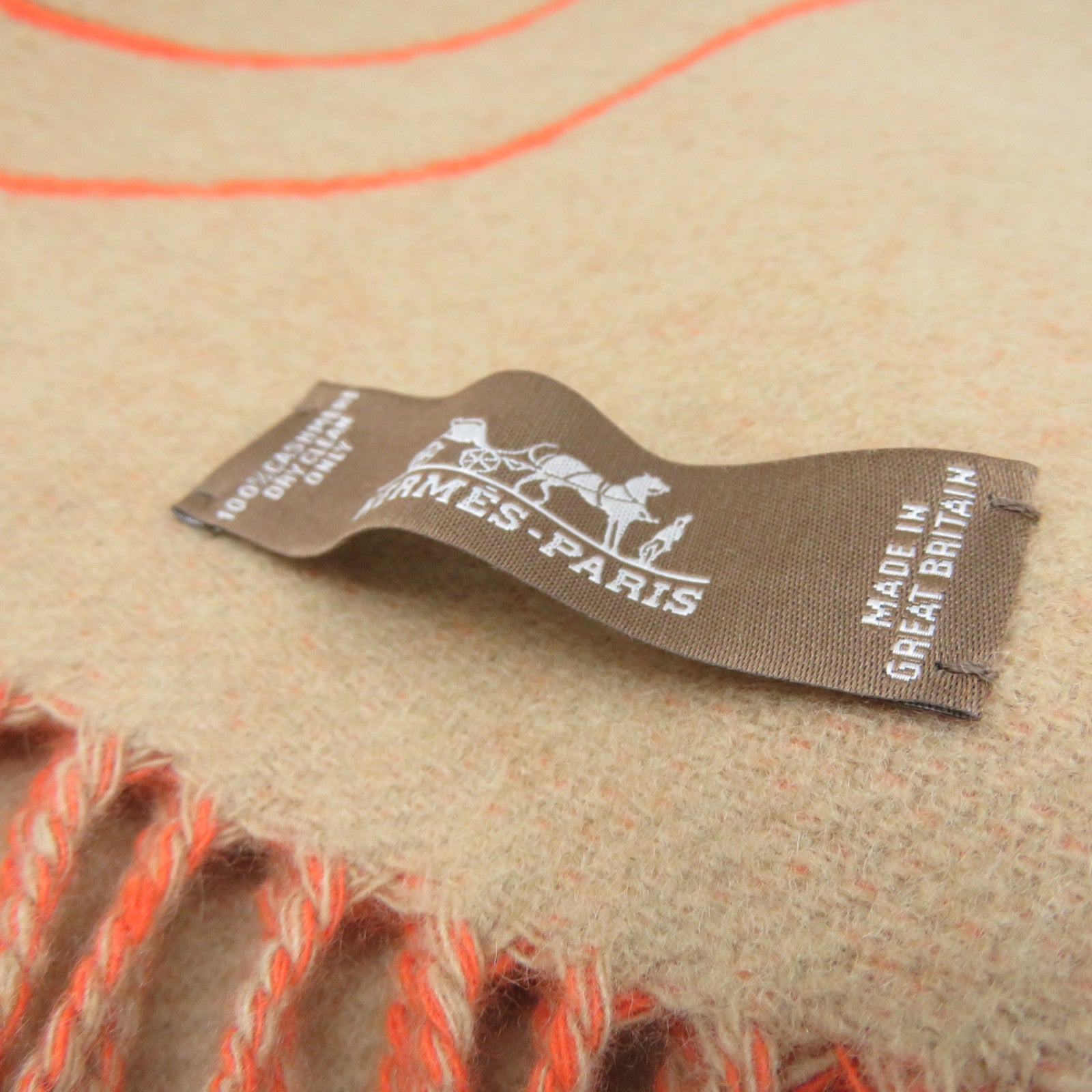 HERMES 羊絨Scarf圍巾啡色/橙色