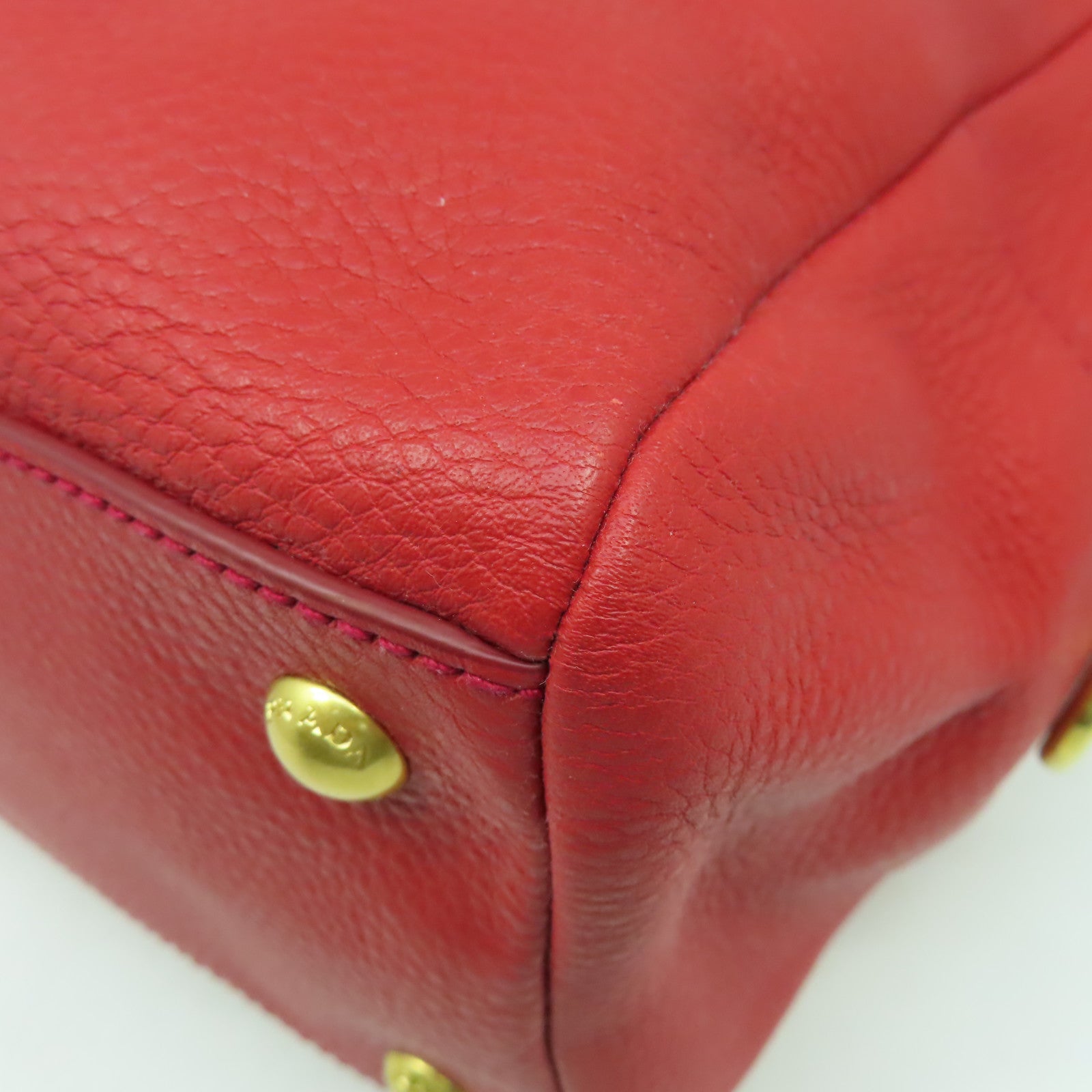 PRADA 羊皮皮革Hand Bag金扣手挽袋紅色