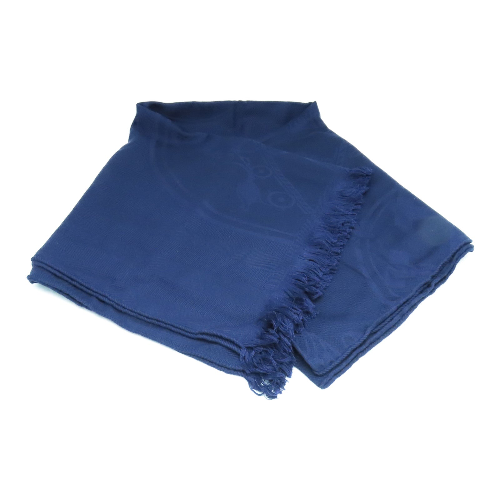 HERMES Wool/Silk 75x210 Libris Stole Shawl Blue