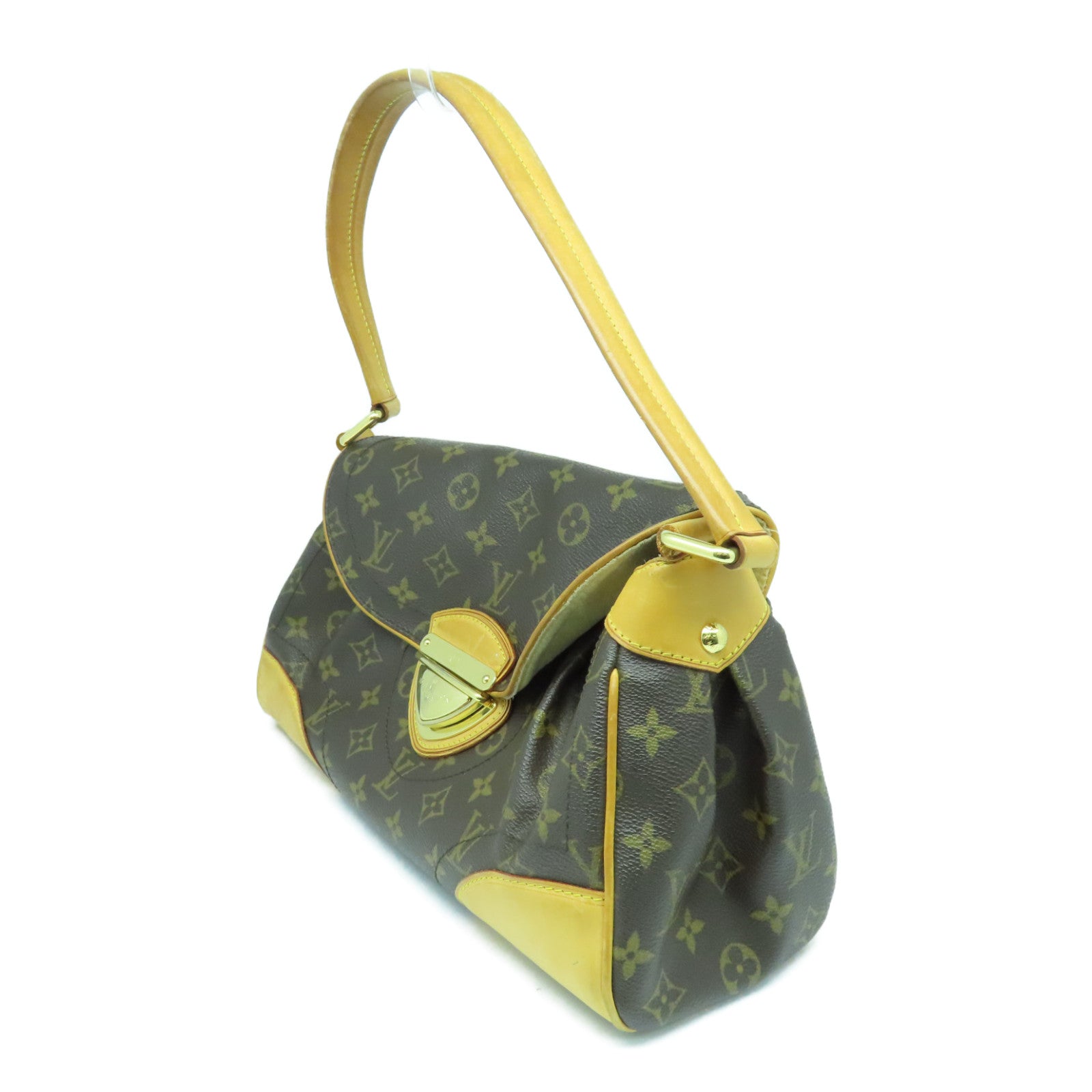 LOUIS VUITTON Monogarm Beverly MM Gold Buckle Shoulder Bag Brown