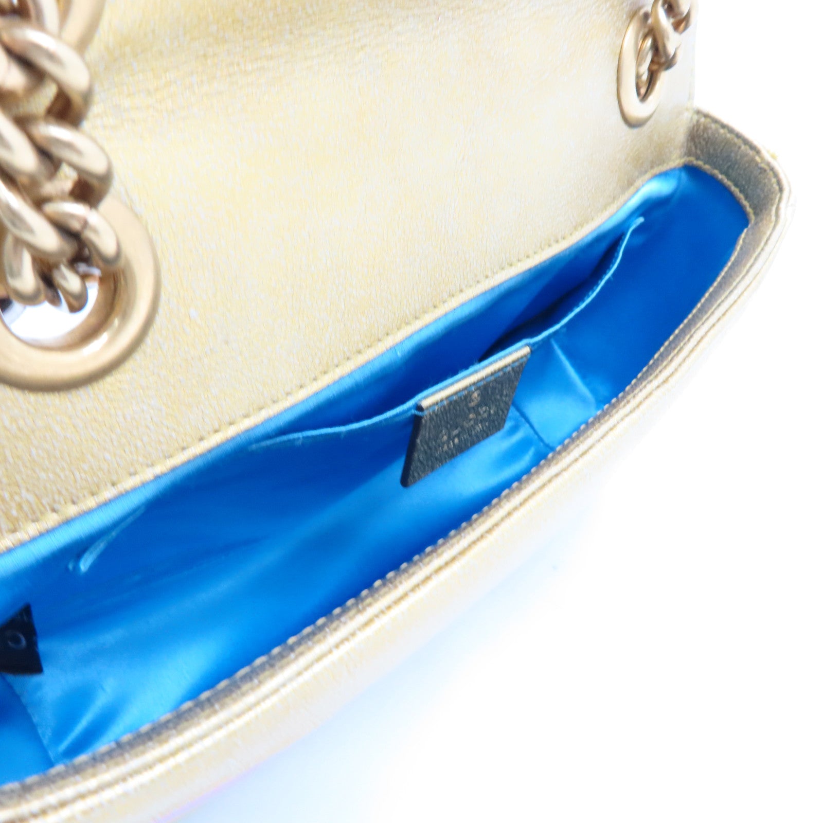 GUCCI cowhide leather GG Marmont gold buckle chain shoulder bag gold pink
