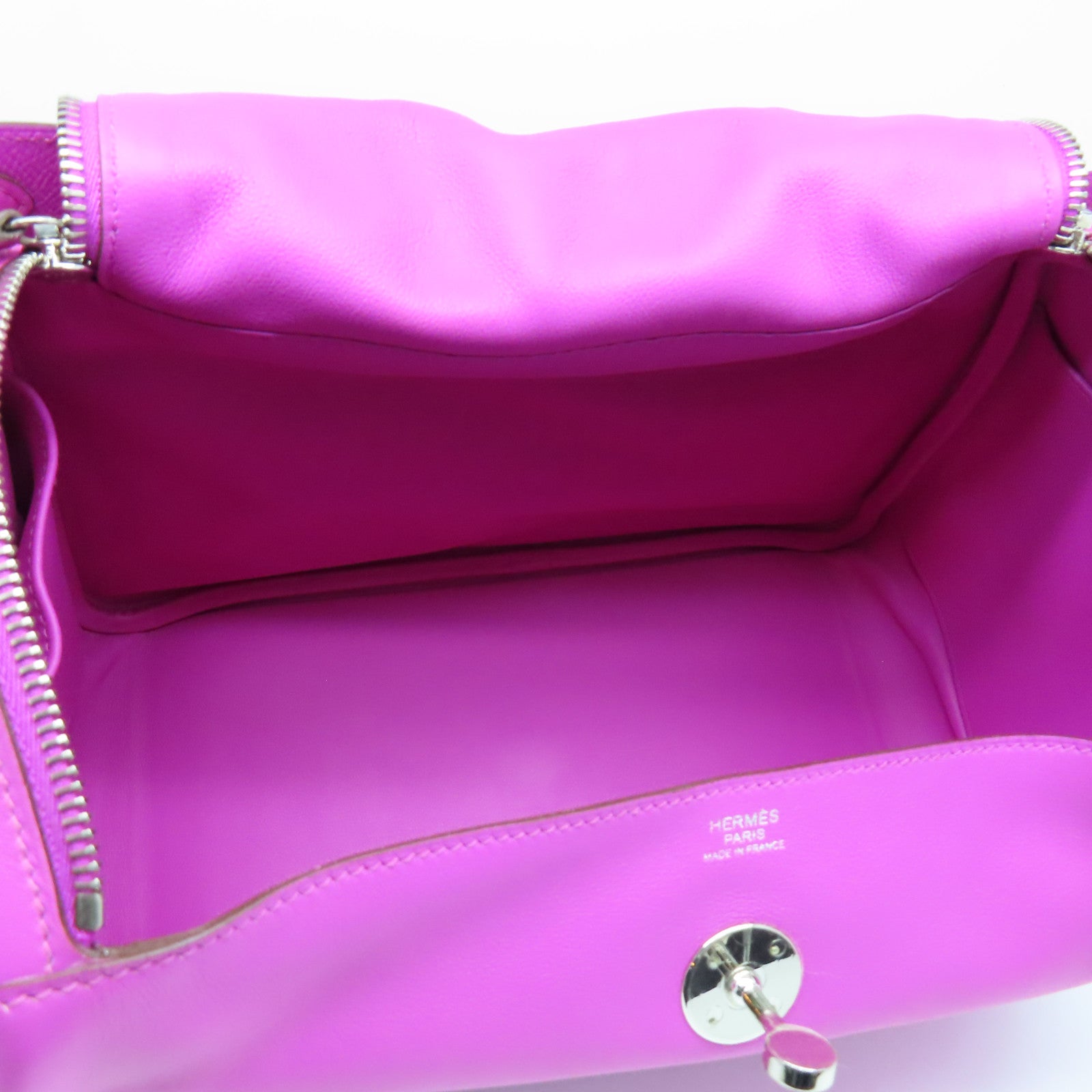 HERMES 【激減優惠】Swift皮革Lindy 30銀扣手挽肩背兩用袋Magnolia玉蘭紫色