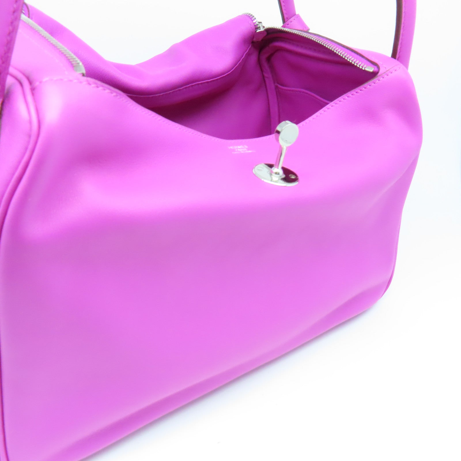 HERMES 【激減優惠】Swift皮革Lindy 30銀扣手挽肩背兩用袋Magnolia玉蘭紫色