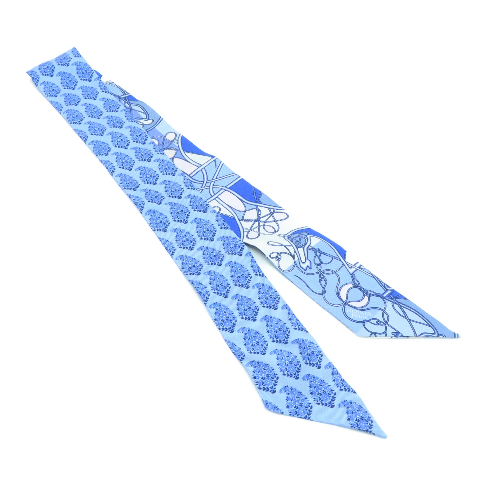 HERMES 丝质Twilly丝巾蓝色