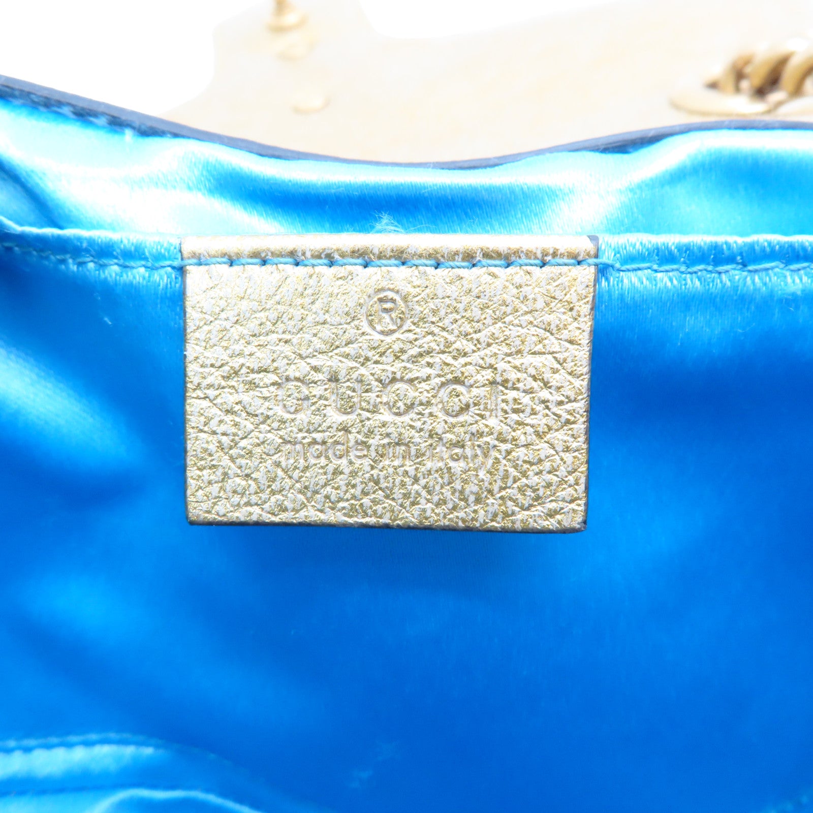 GUCCI cowhide leather GG Marmont gold buckle chain shoulder bag gold pink