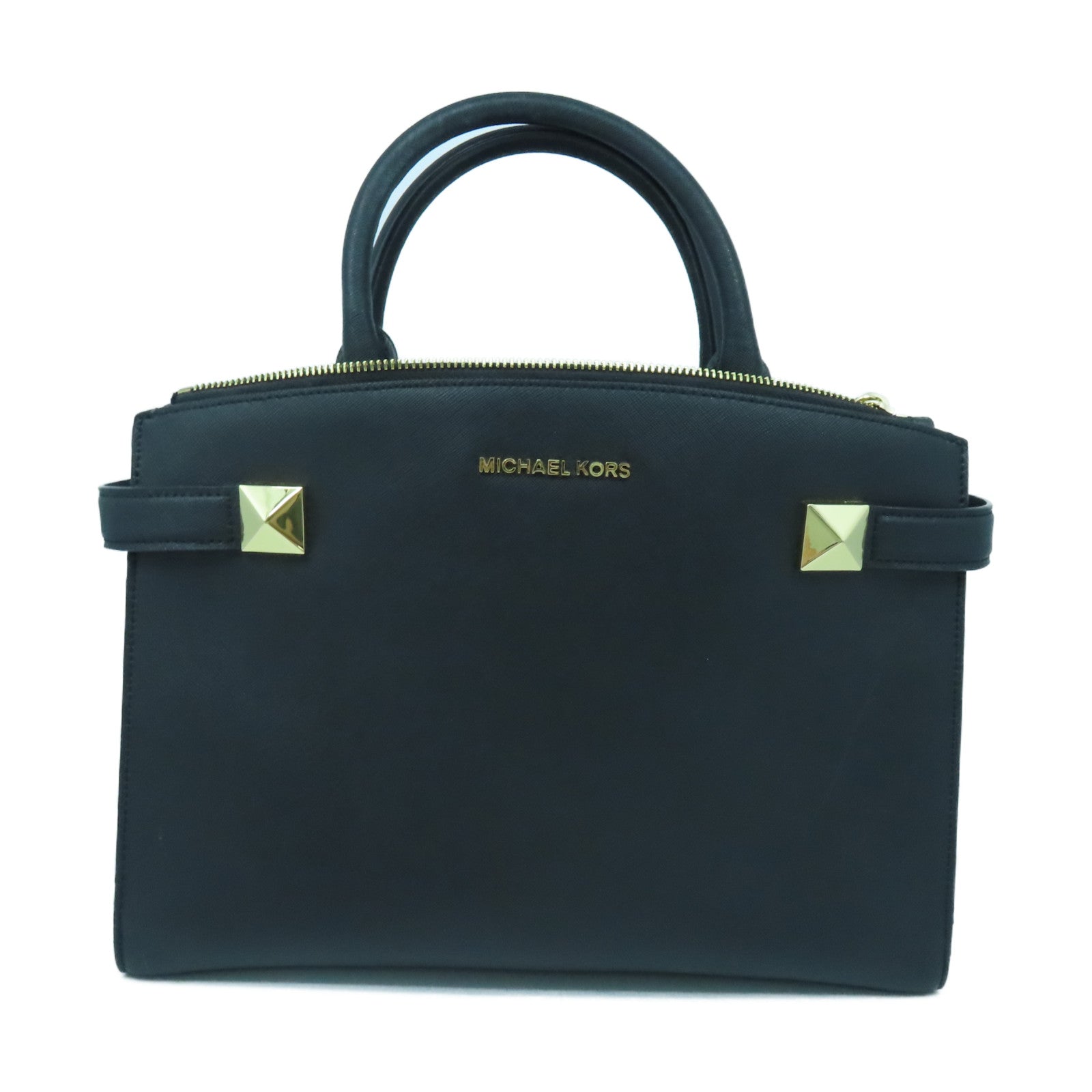 Michael Kors 牛皮皮革2 Way Shoulder金扣手挽肩背兩用袋黑色